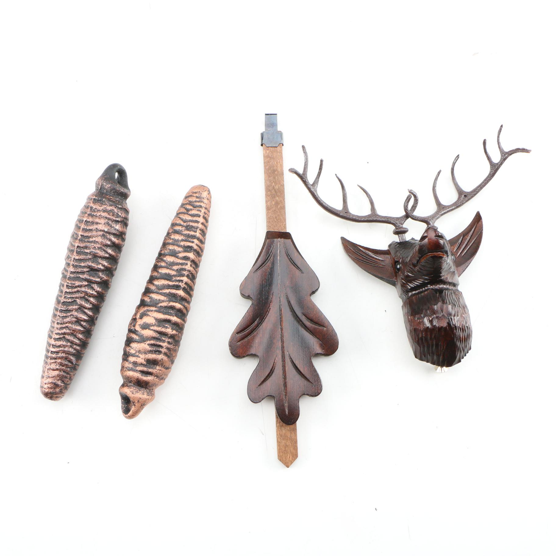 Hubert Herr German Black Forest  Decorative Leaf and Squirrel Motif Cuckoo Clock