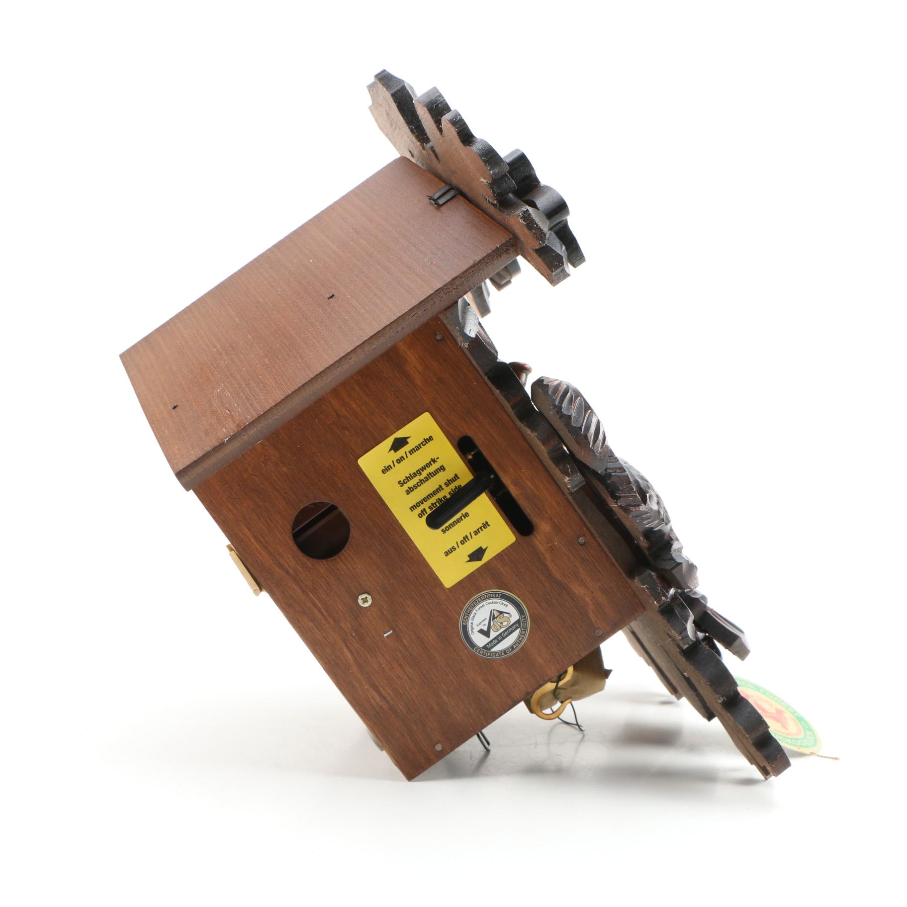 Hubert Herr German Black Forest  Decorative Leaf and Squirrel Motif Cuckoo Clock