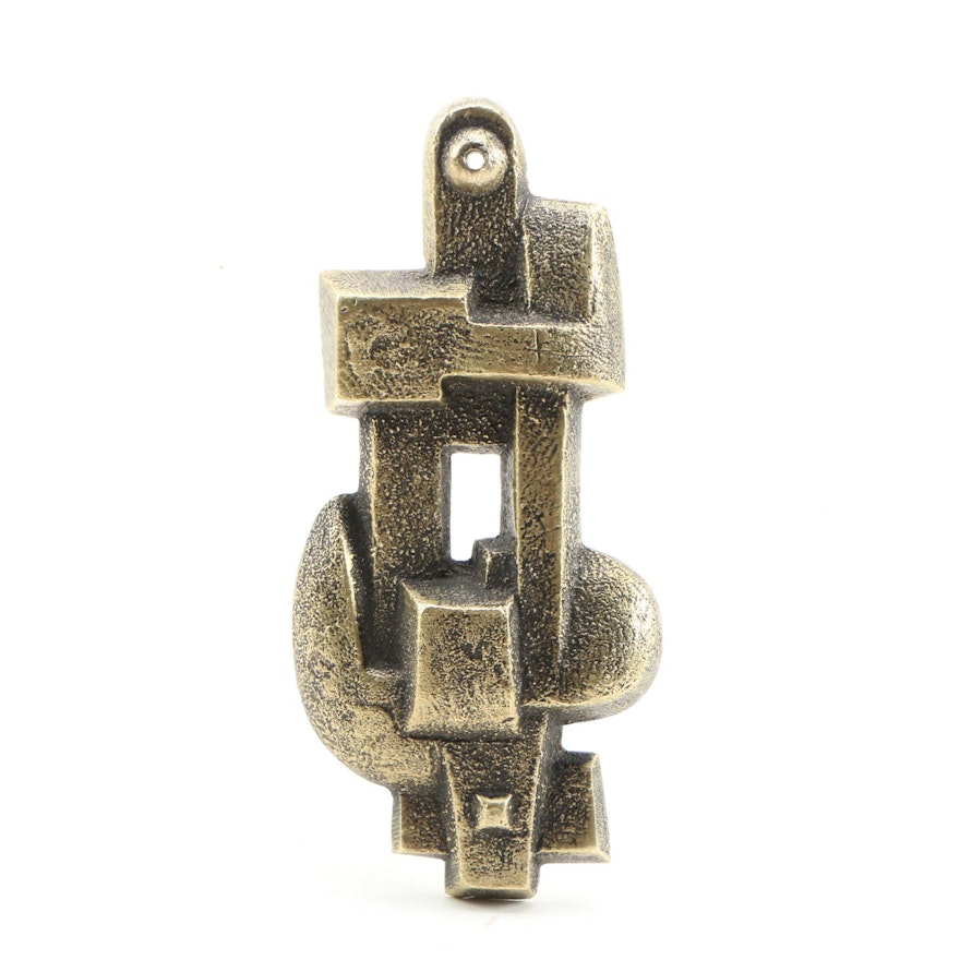 Edoardo Villa Abstract Bronze Sculptural Pendant