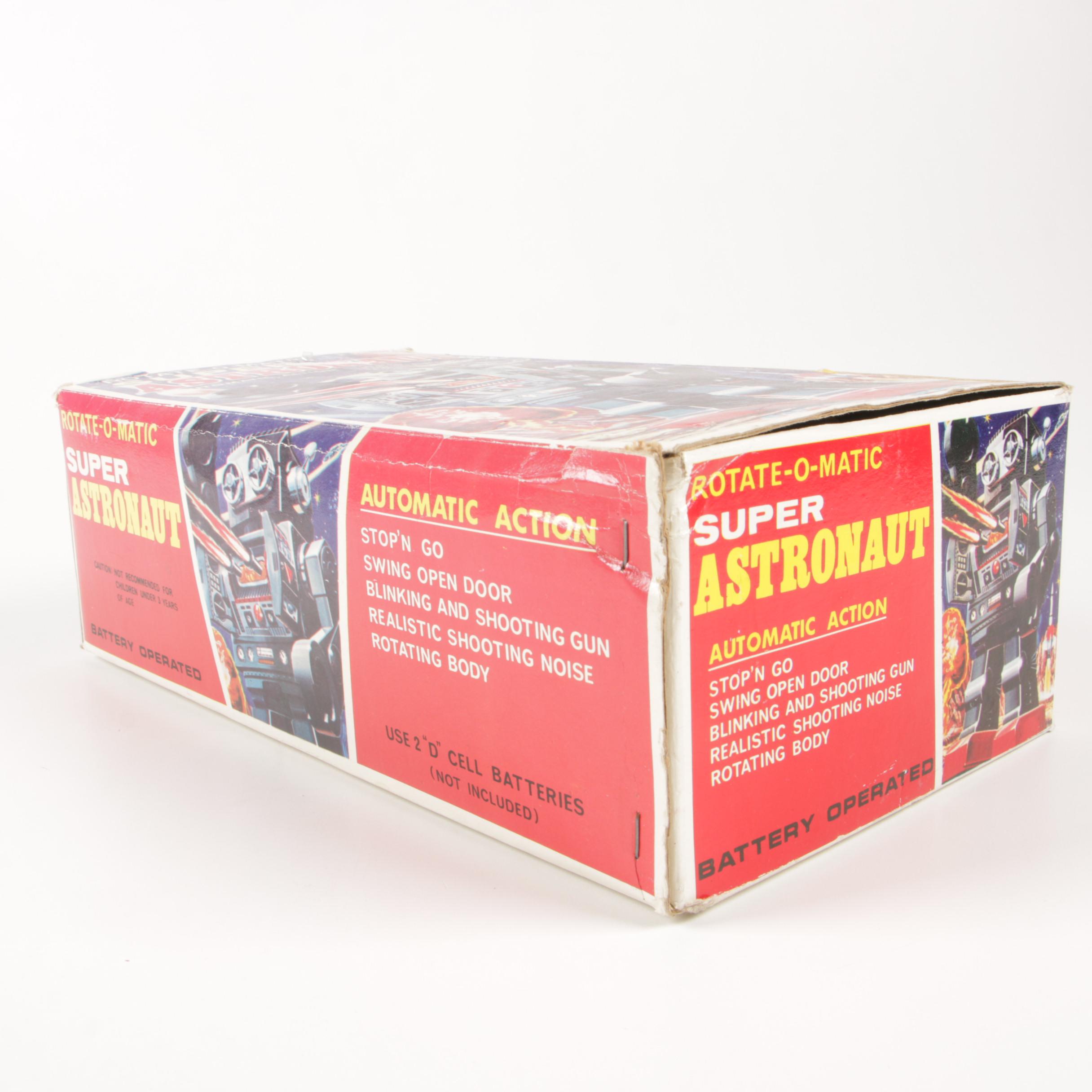 S.M. J. Rotate-O-Matic Super Astronaut Battery Operated Toy Robot in Box, 1960s