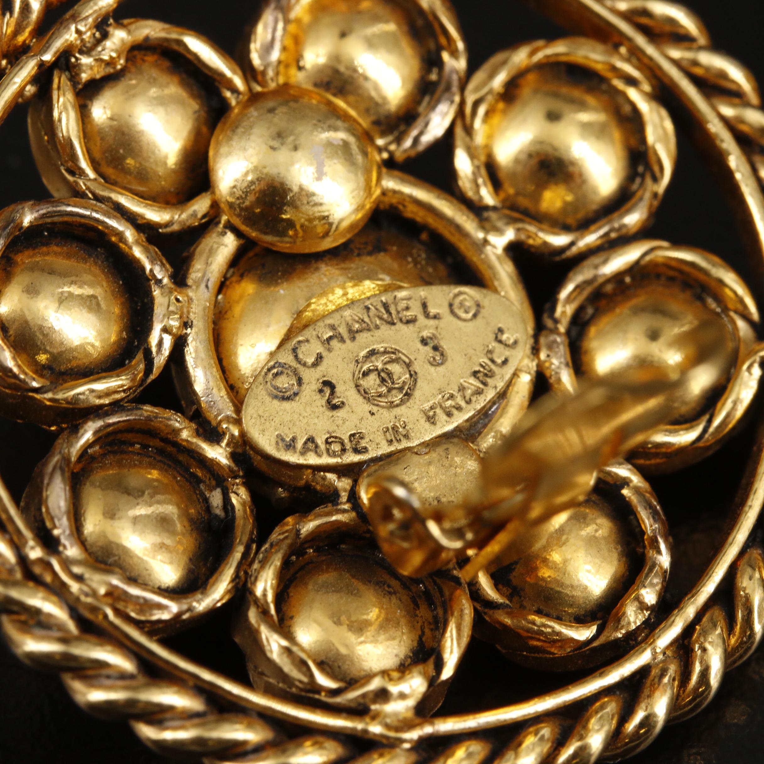 Circa 1984 Chanel Renaissance Style "Gripoix" Glass Earrings