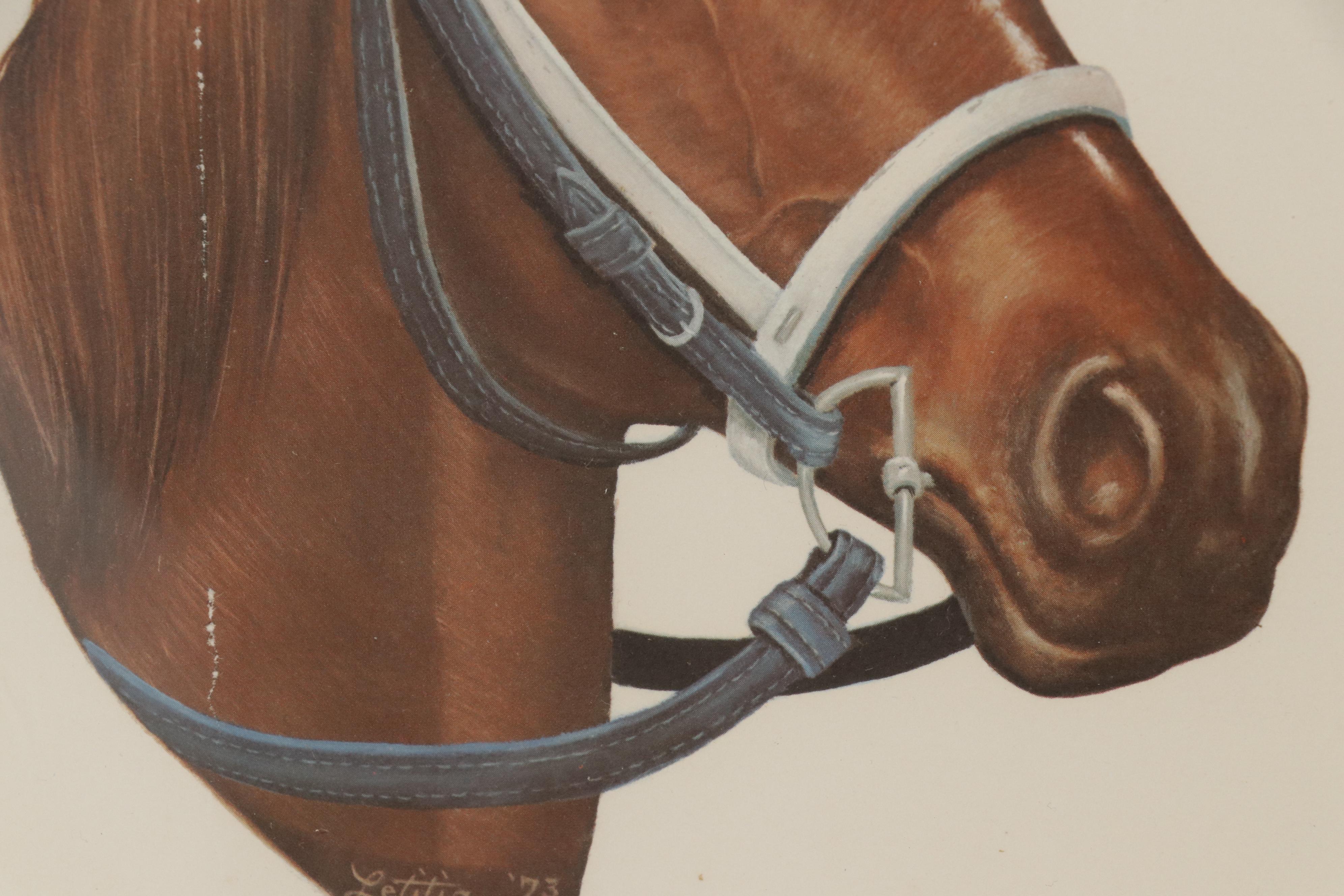 Secretariat 1973 Triple Crown Lithograph, Signed and Framed