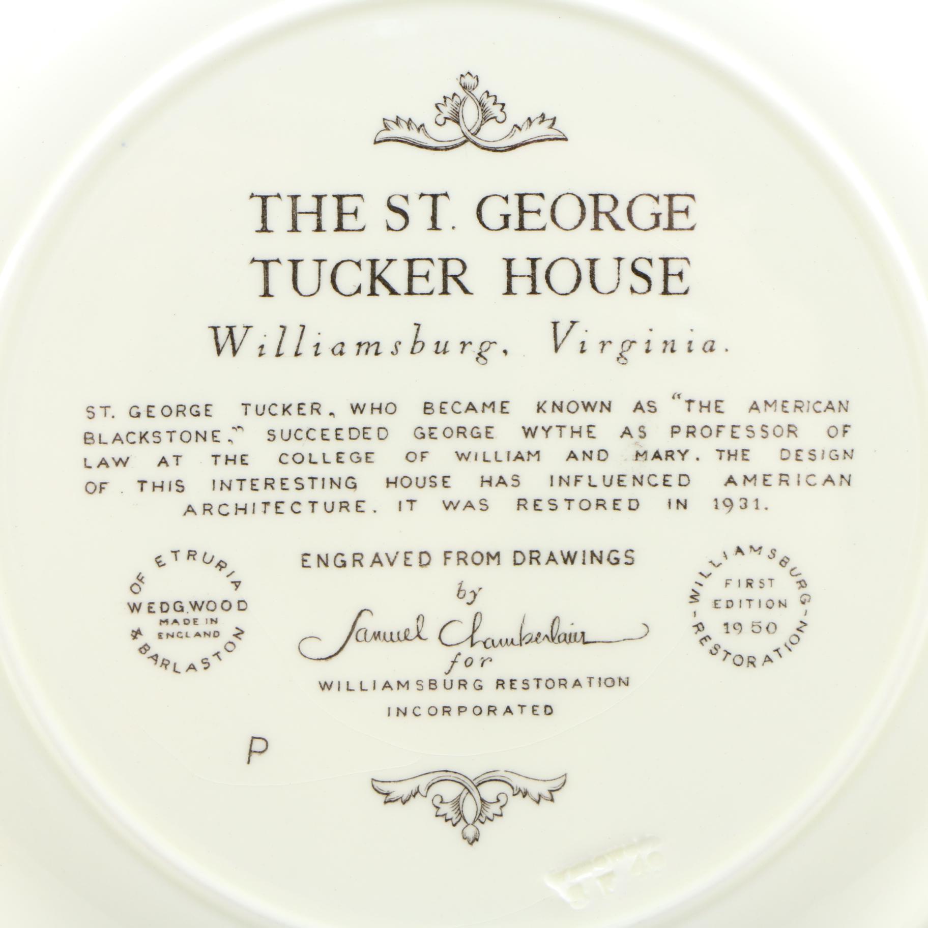 Wedgwood Williamsburg Va. Creamware Plates, 1950's