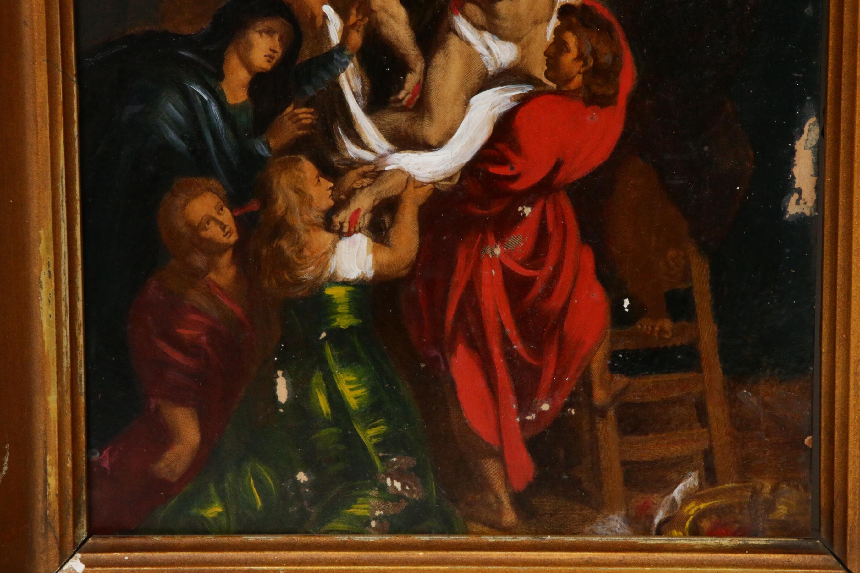 Embellished Engraving After Peter Paul Rubens "The Descent From the Cross"