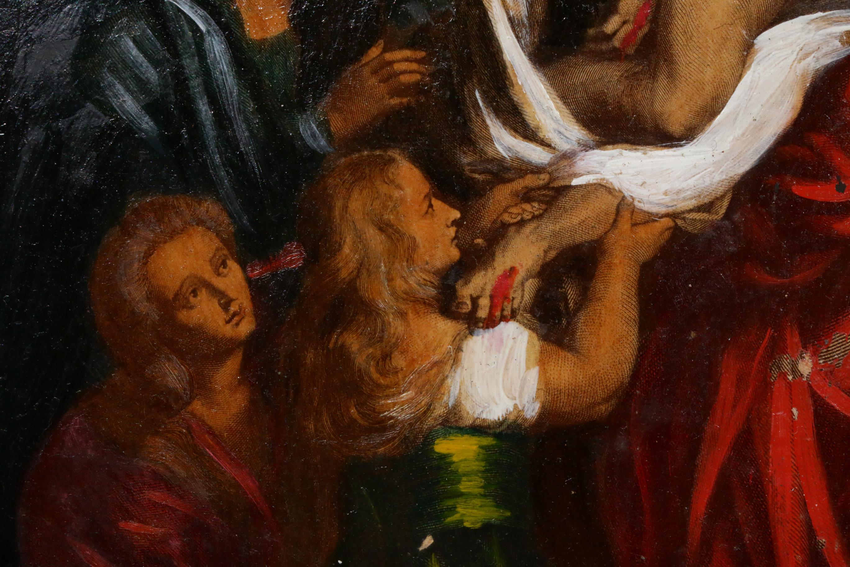 Embellished Engraving After Peter Paul Rubens "The Descent From the Cross"