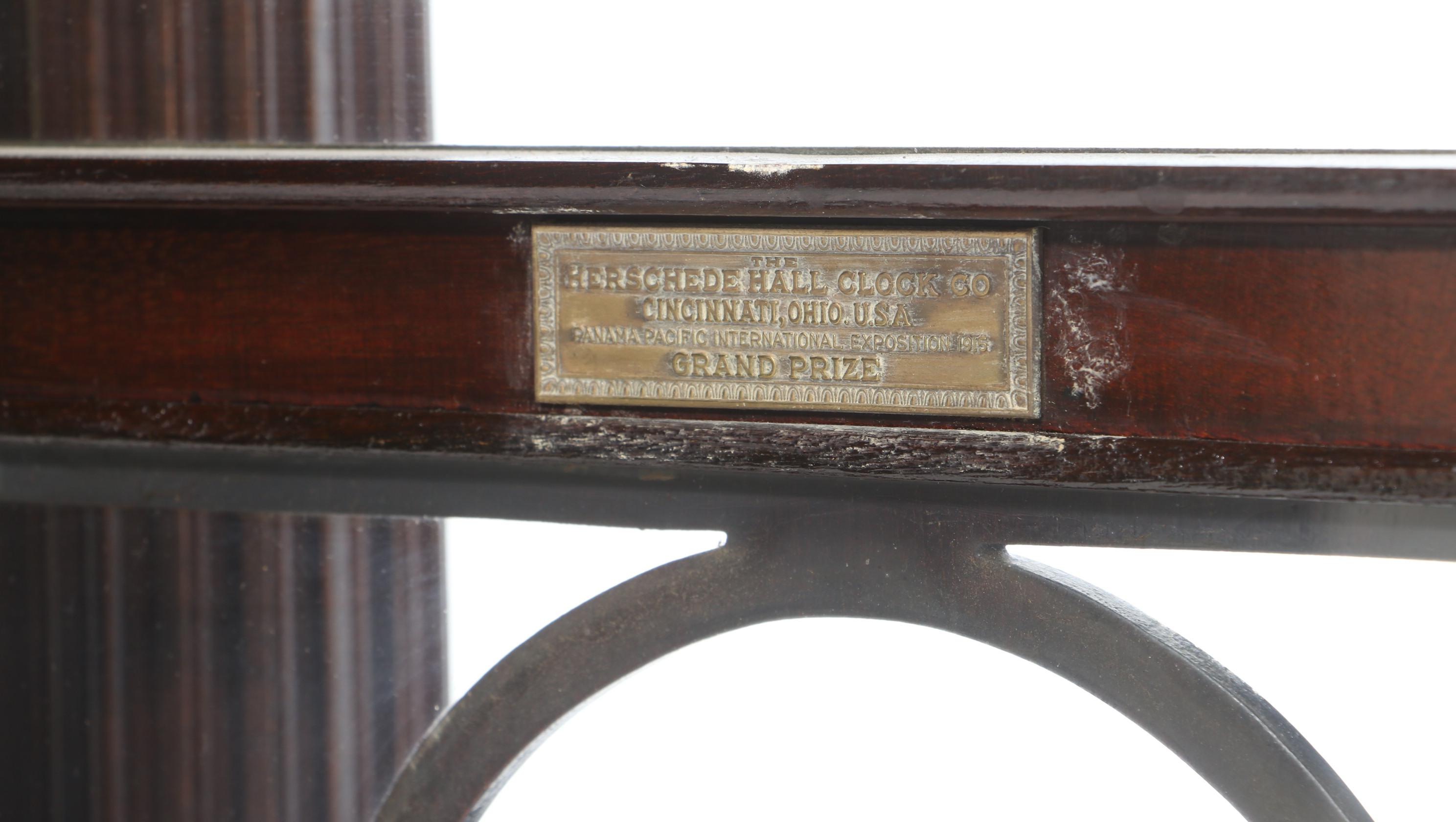 Herschede Mahogany Grandfather Clock with Moon Phase, Circa 1919