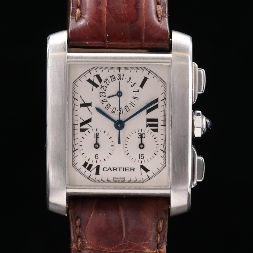 Cartier Tank Francaise Chronoflex Stainless Steel Quartz Wristwatch
