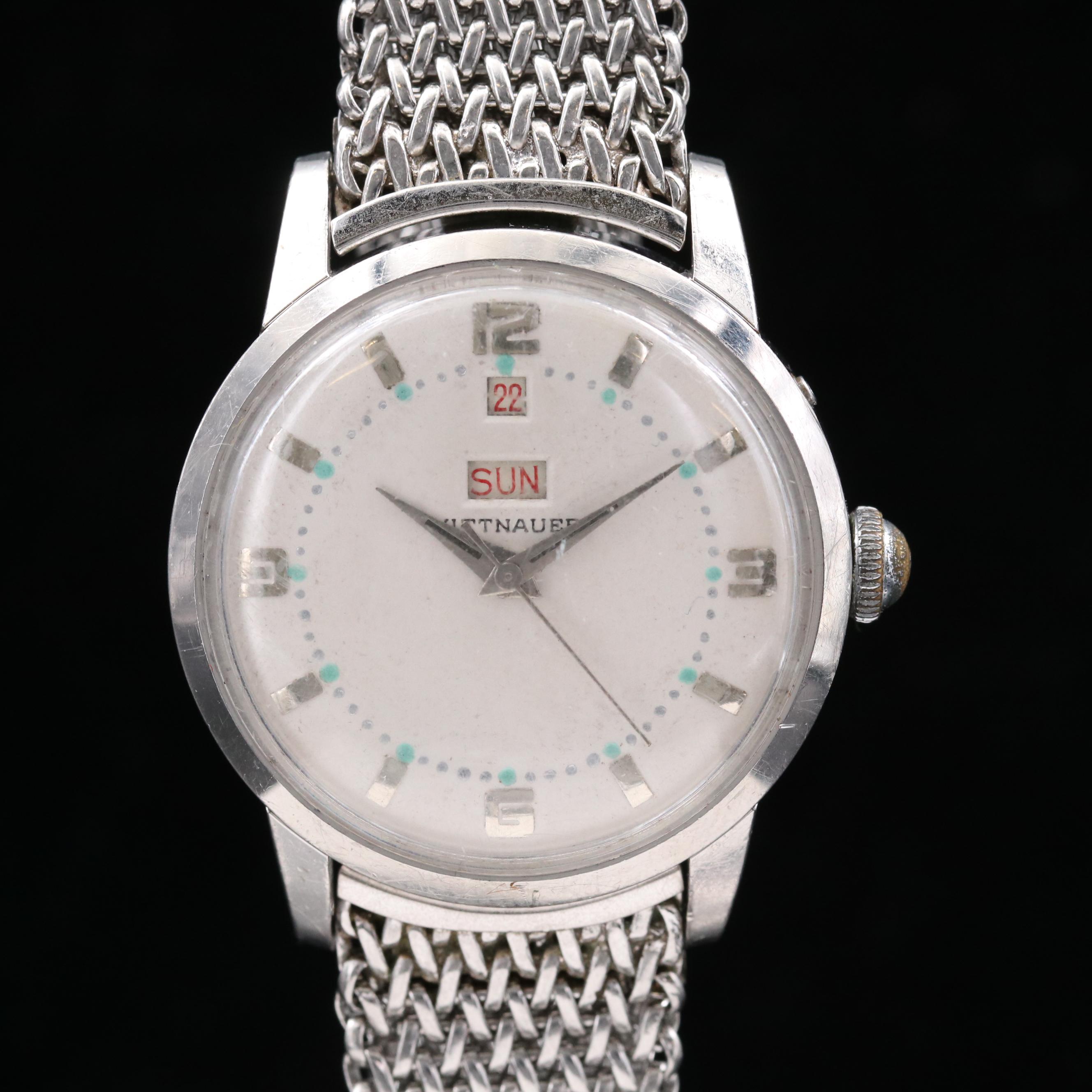Vintage Wittnauer Calendar Stainless Steel Automatic Watch