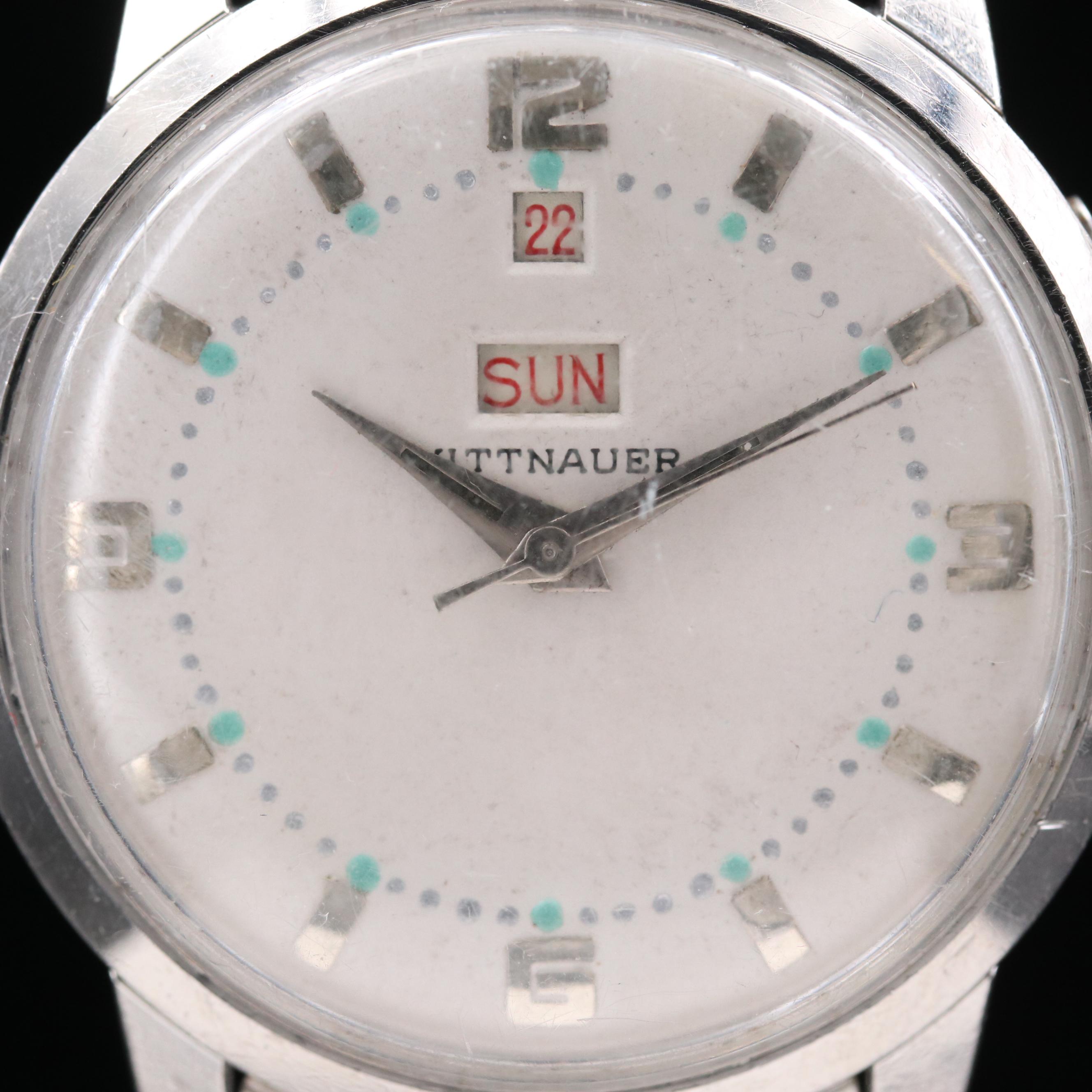 Vintage Wittnauer Calendar Stainless Steel Automatic Watch