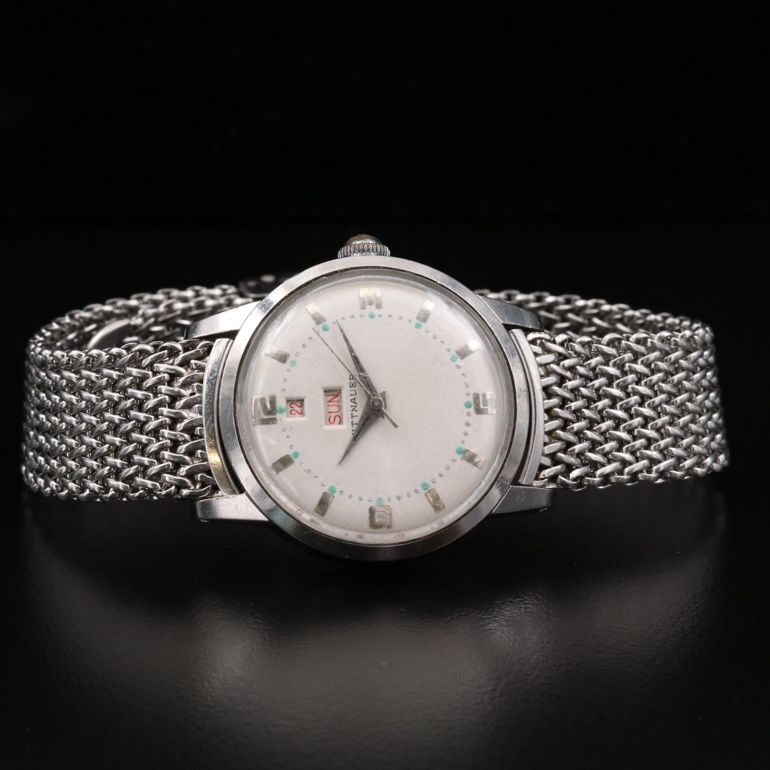 Vintage Wittnauer Calendar Stainless Steel Automatic Watch