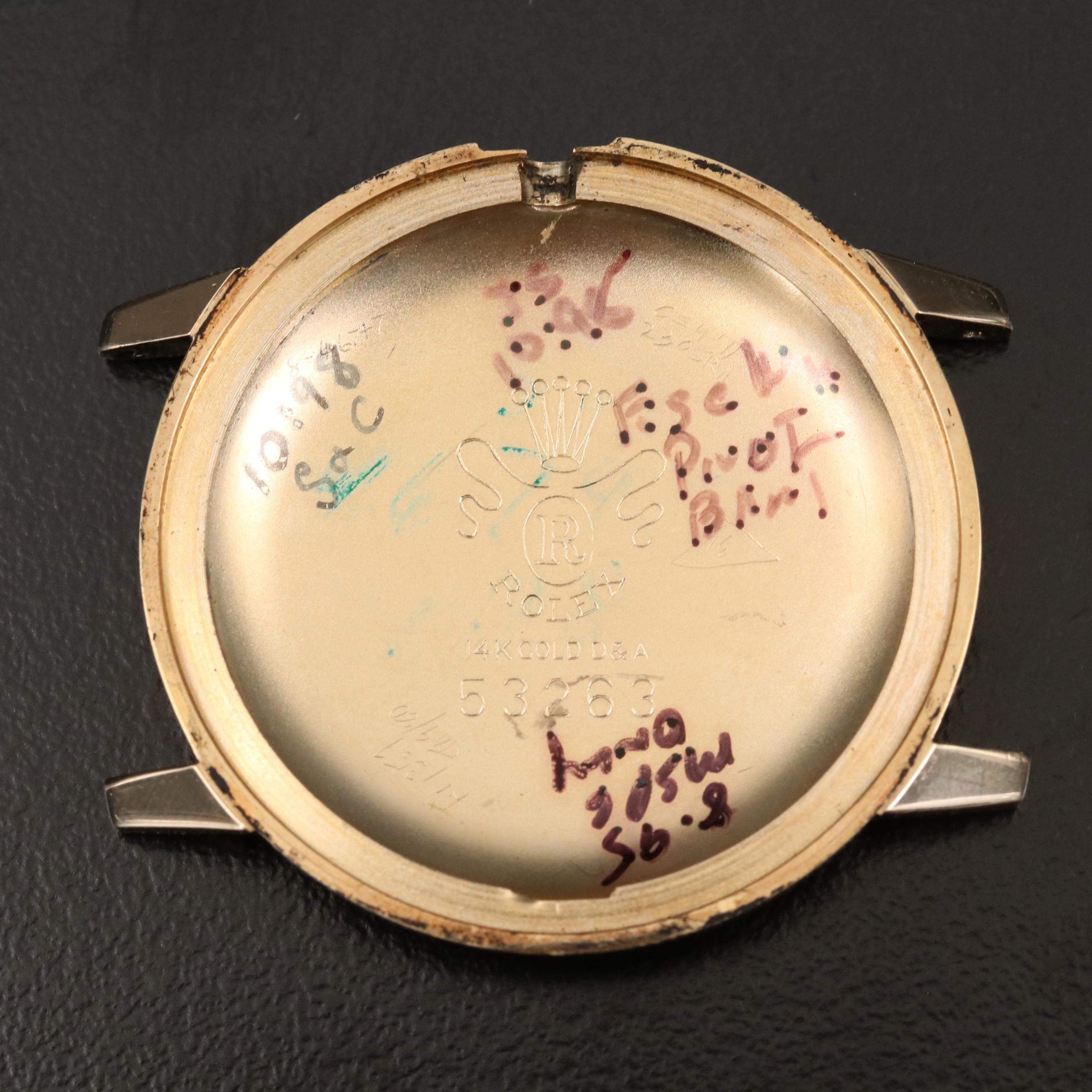 Vintage 14K Gold Rolex Stem Wind Watch, Circa 1960s