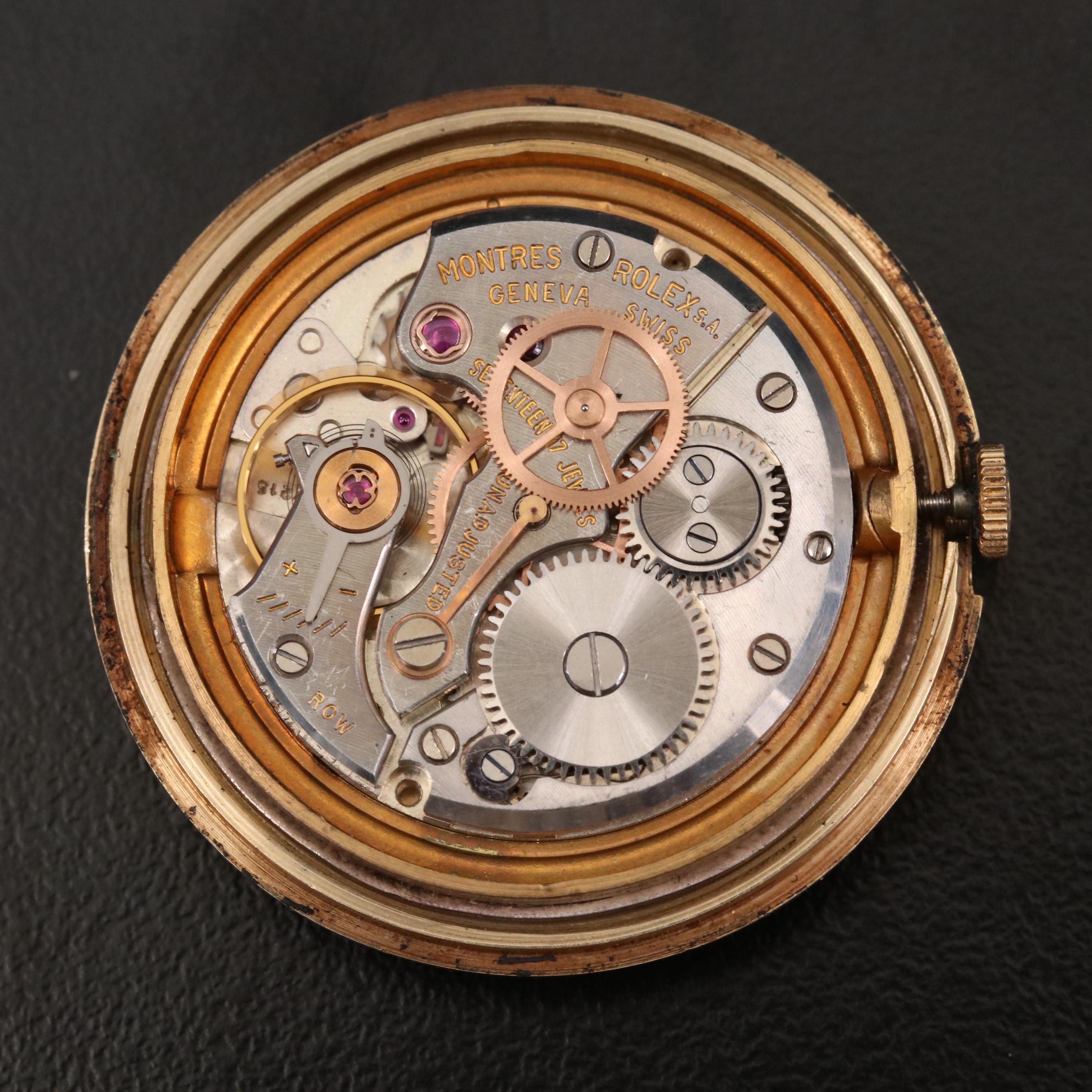 Vintage 14K Gold Rolex Stem Wind Watch, Circa 1960s