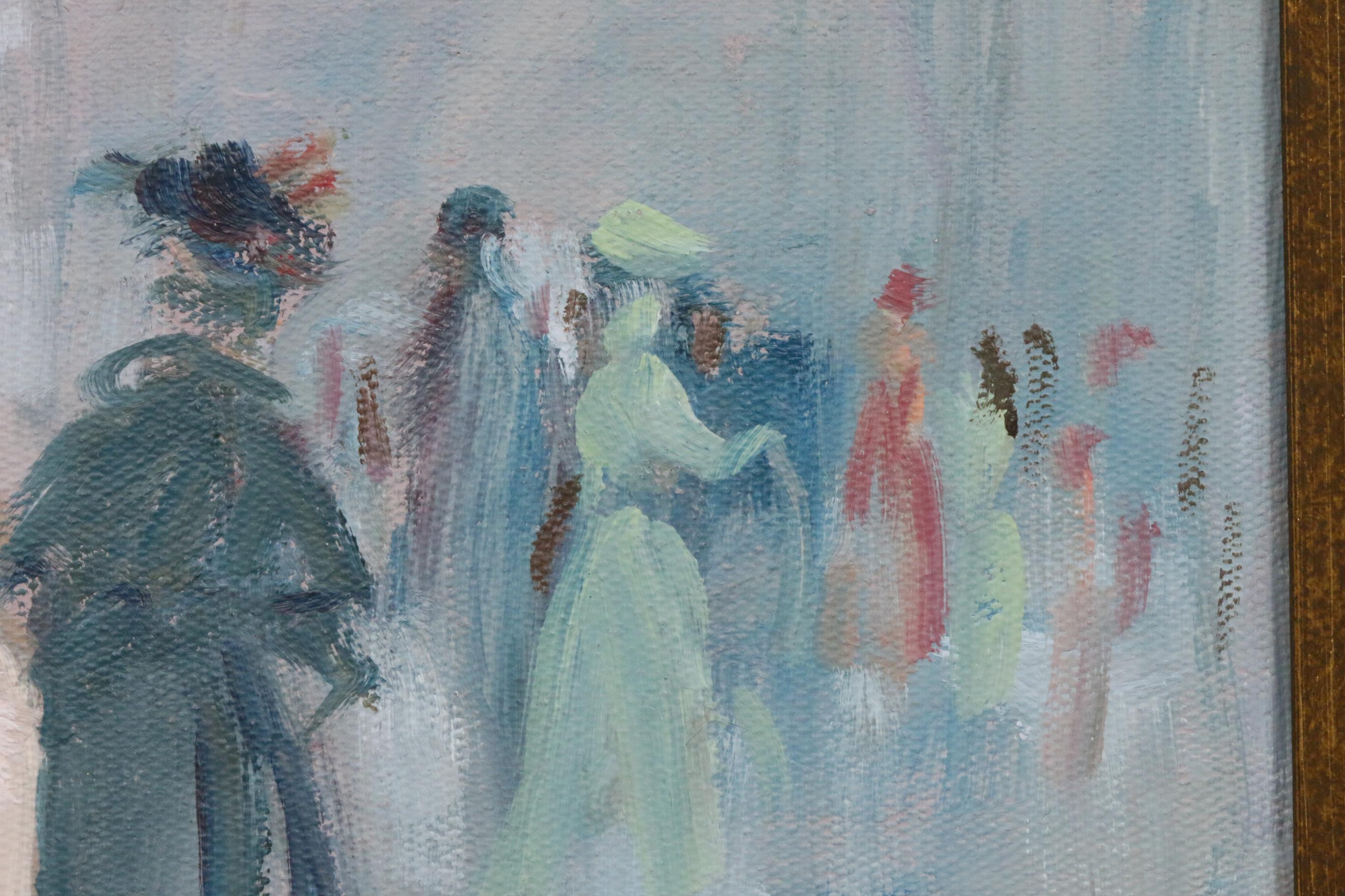 J. Collar Impressionist Style Parisian Woman Oil Painting, Late 20th Century