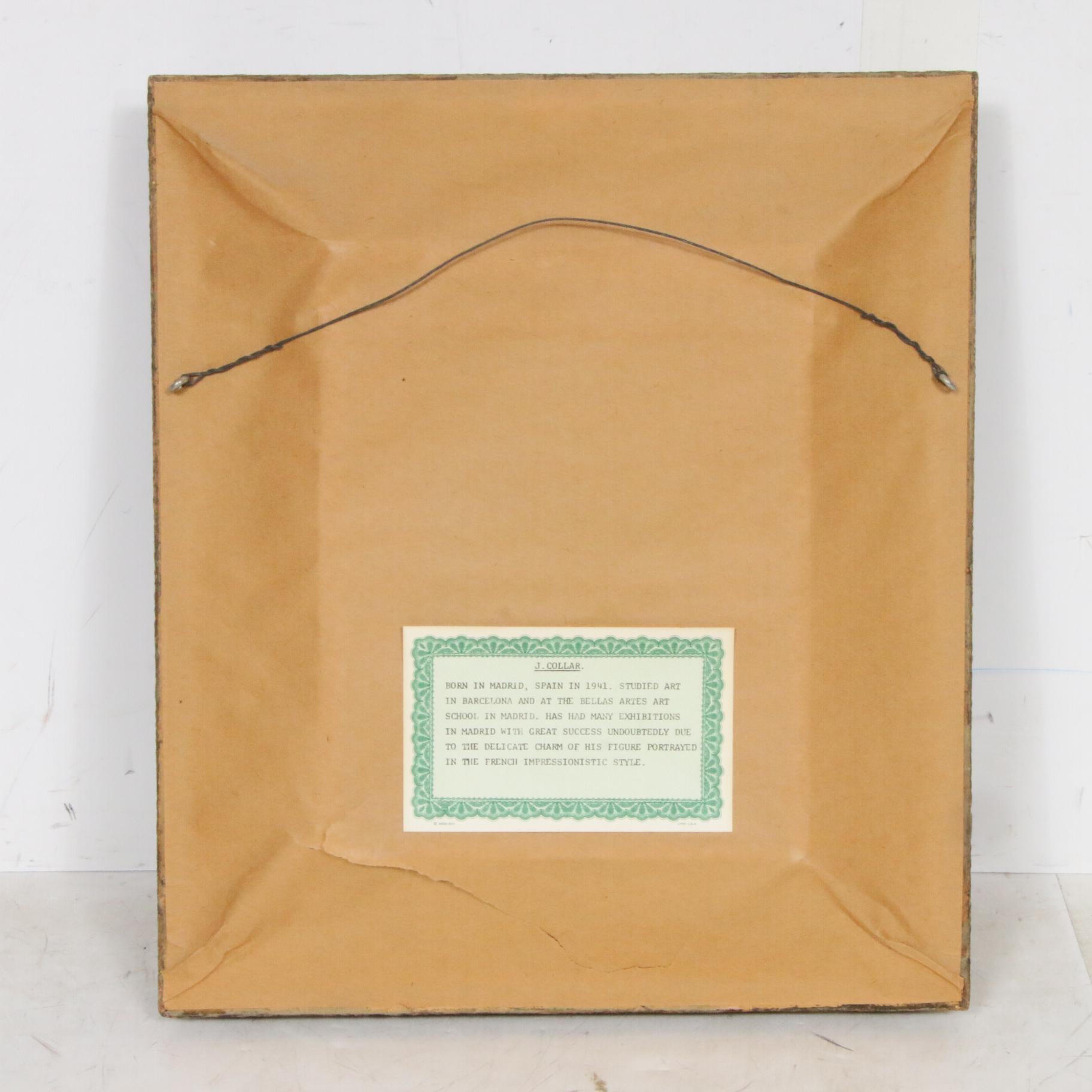 J. Collar Impressionist Style Parisian Woman Oil Painting, Late 20th Century