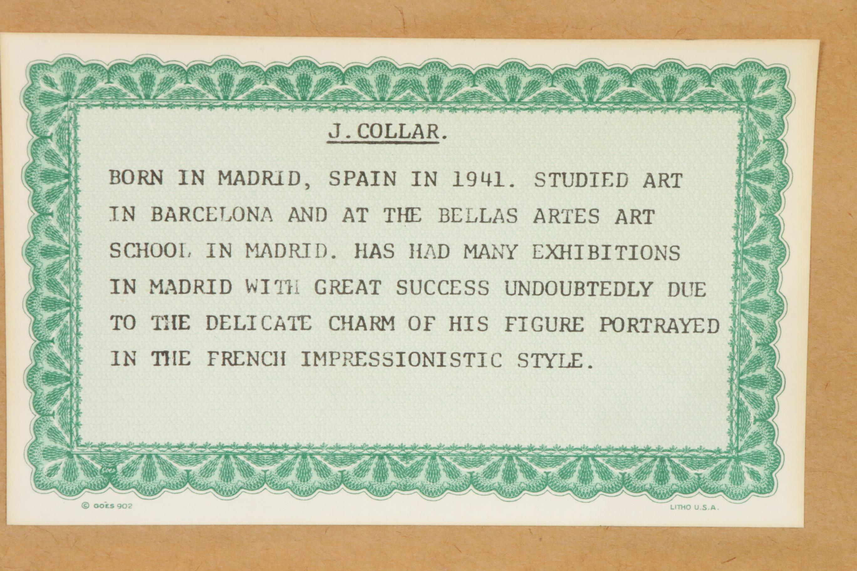 J. Collar Impressionist Style Parisian Woman Oil Painting, Late 20th Century