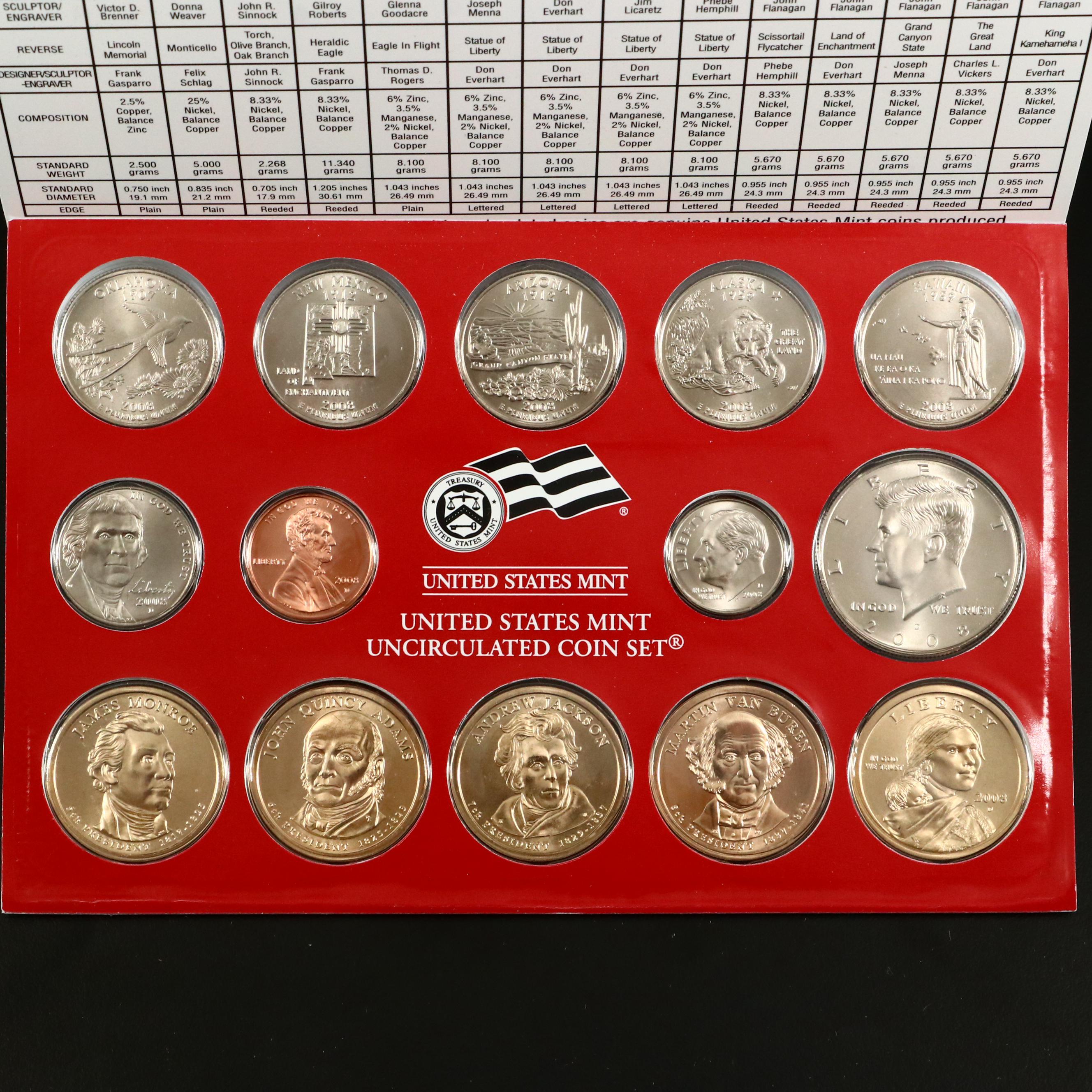 11 United States Uncirculated Mint Sets Including a 1997, 2000, and 2010