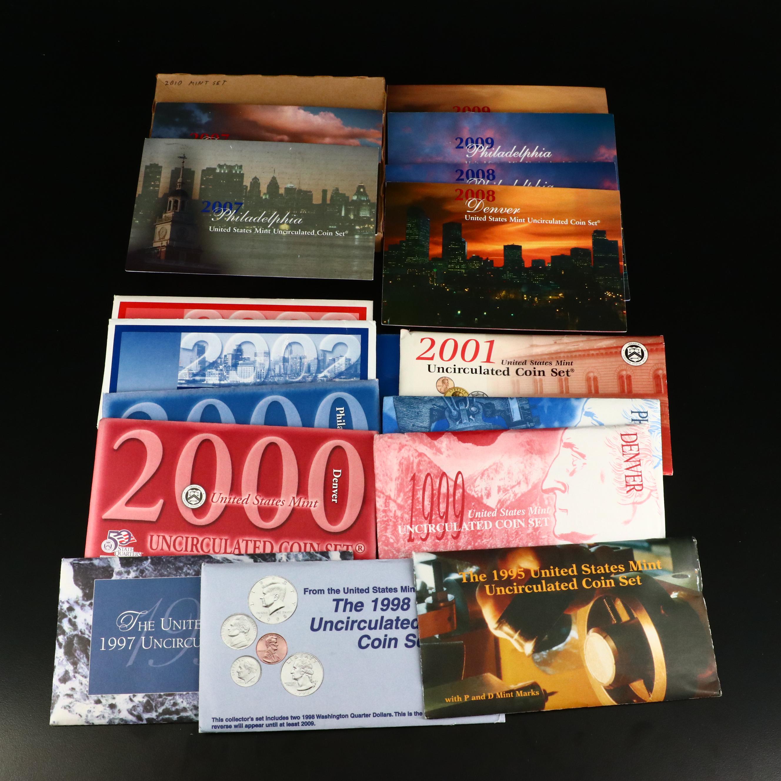 11 United States Uncirculated Mint Sets Including a 1997, 2000, and 2010