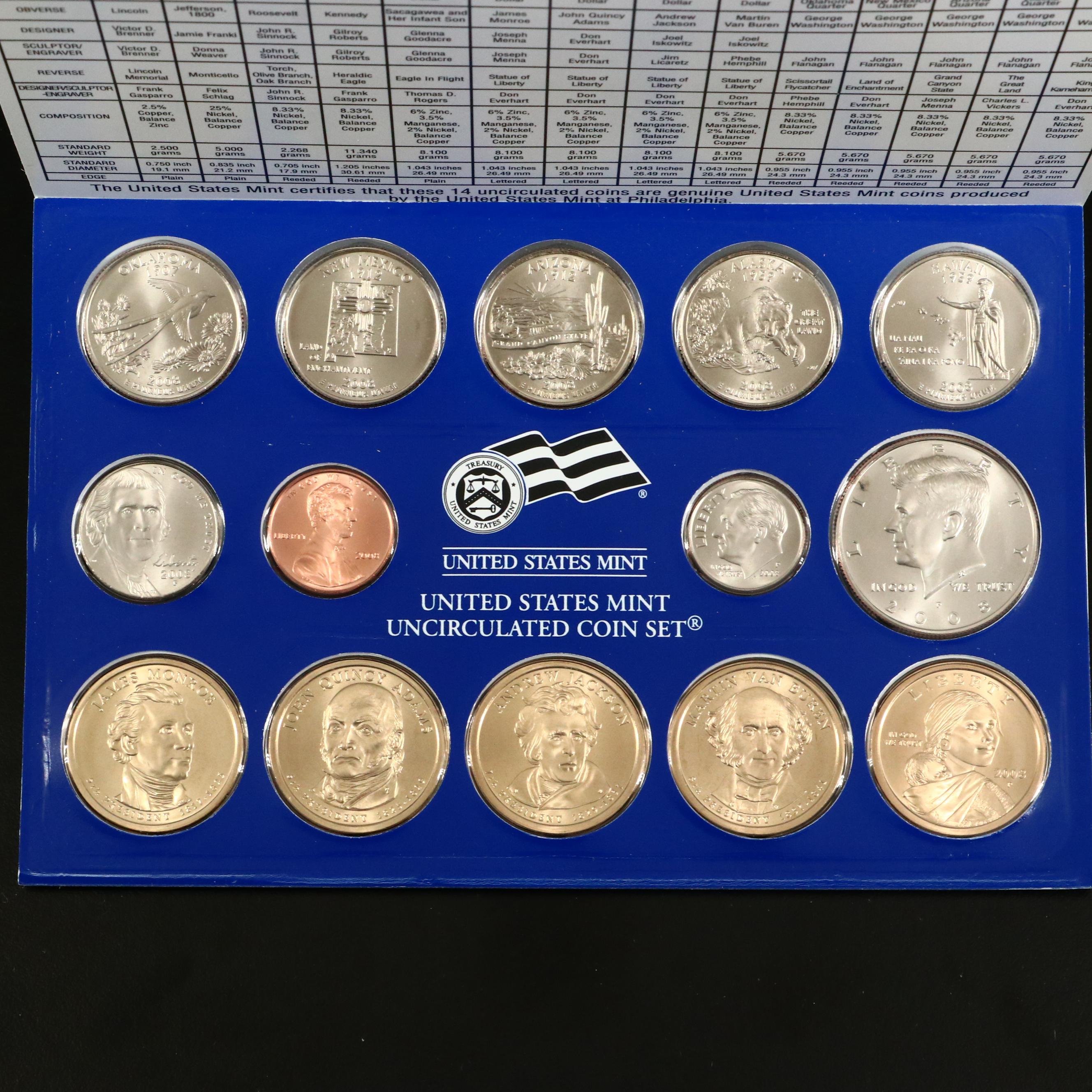 11 United States Uncirculated Mint Sets Including a 1997, 2000, and 2010