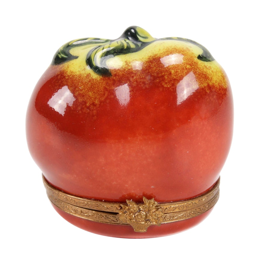 Hand-Painted Porcelain Tomato Limoges Box