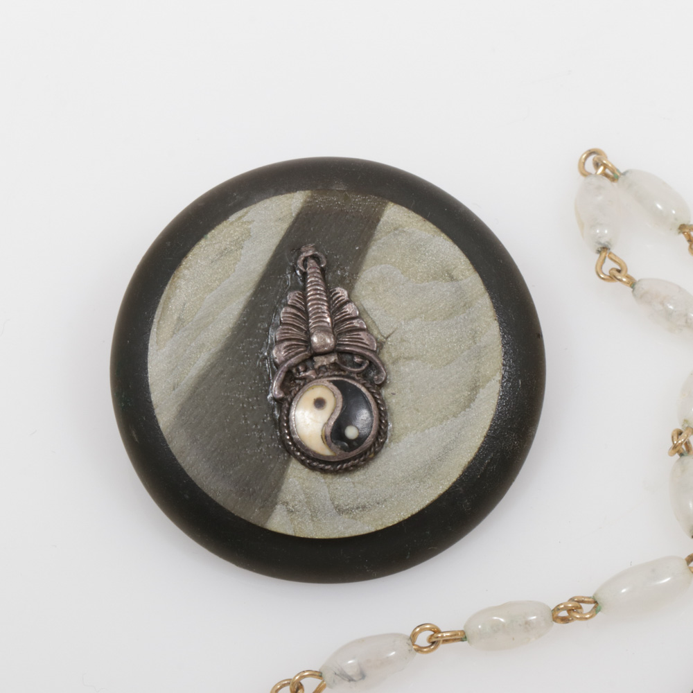 Assembled Brooches and Necklace Featuring Steampunk Motif Piece