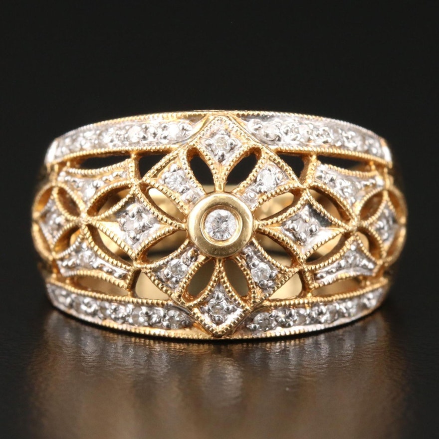 18K Yellow Gold Diamond Dome Ring