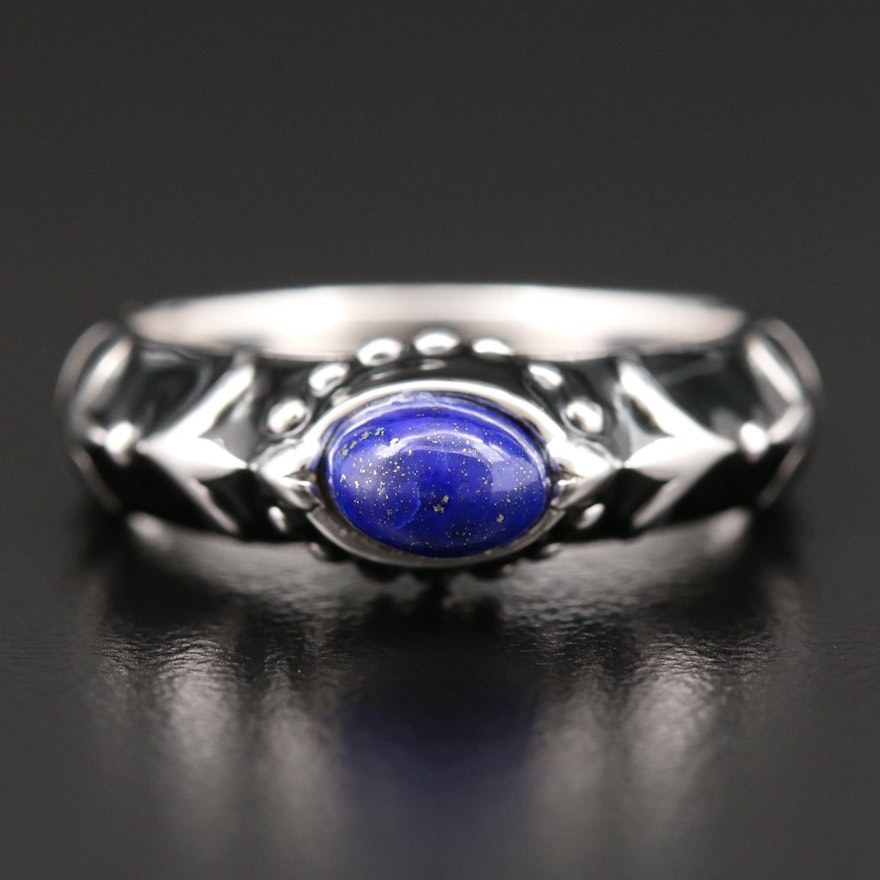 Sterling Silver Lapis Lazuli and Enamel Ring