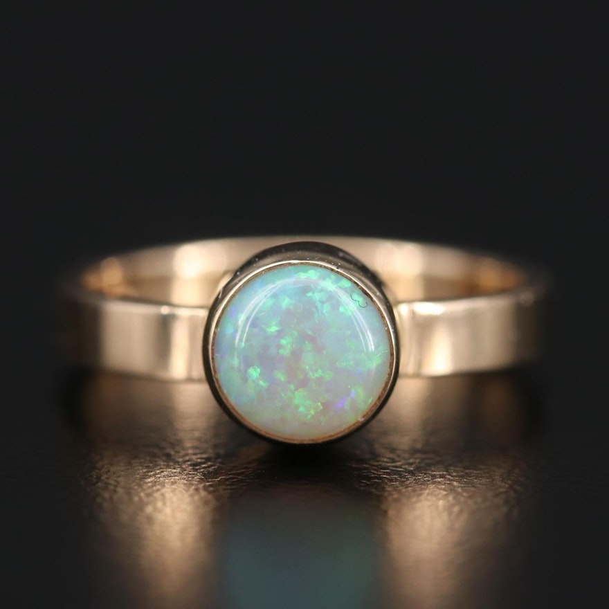 Suzanne St. Claire 14K Yellow Gold Bezel Set Opal Ring