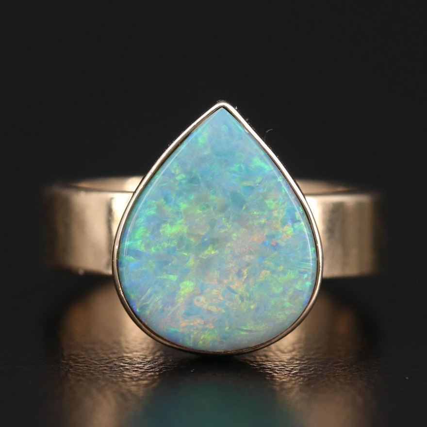 Suzanne St. Clair 14K Yellow Gold Bezel Set Opal Ring