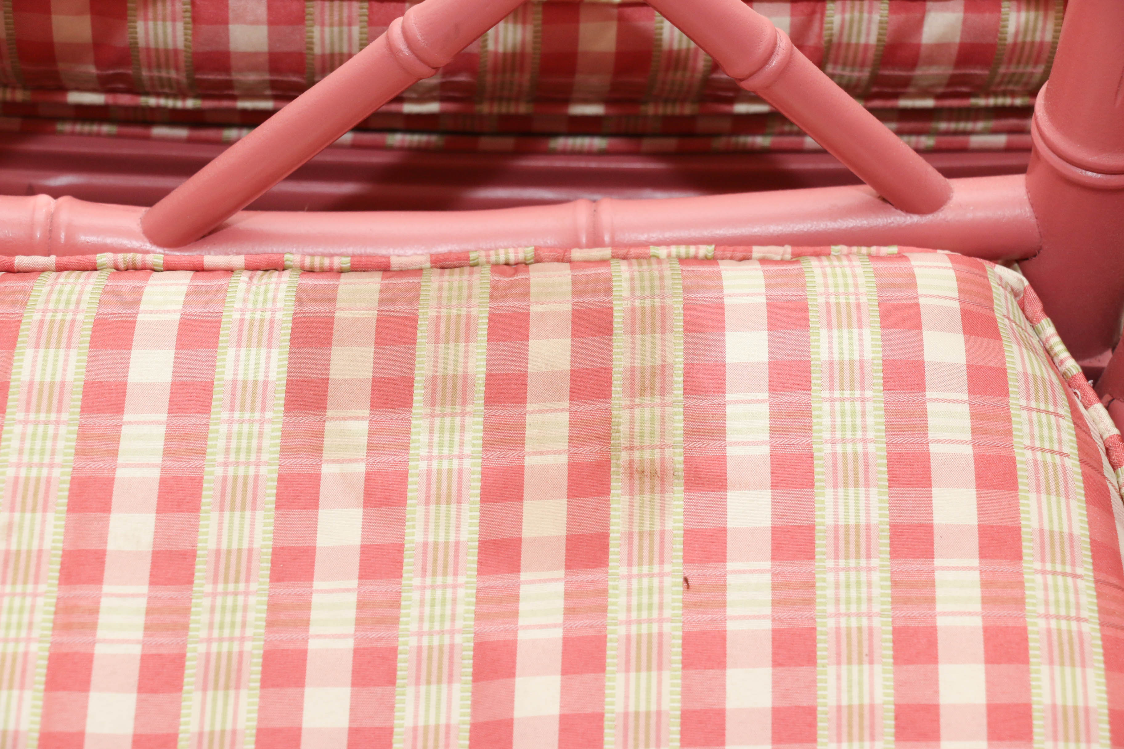 Six Pink-Painted Chippendale Style Faux Bamboo Dining Chairs, Late 20th Century