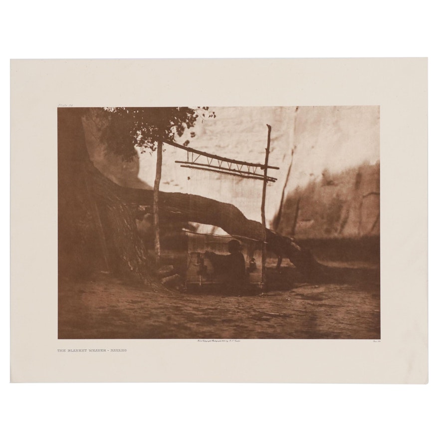 Offset Lithograph after Edward S. Curtis "The Blanket Weaver - Navaho"