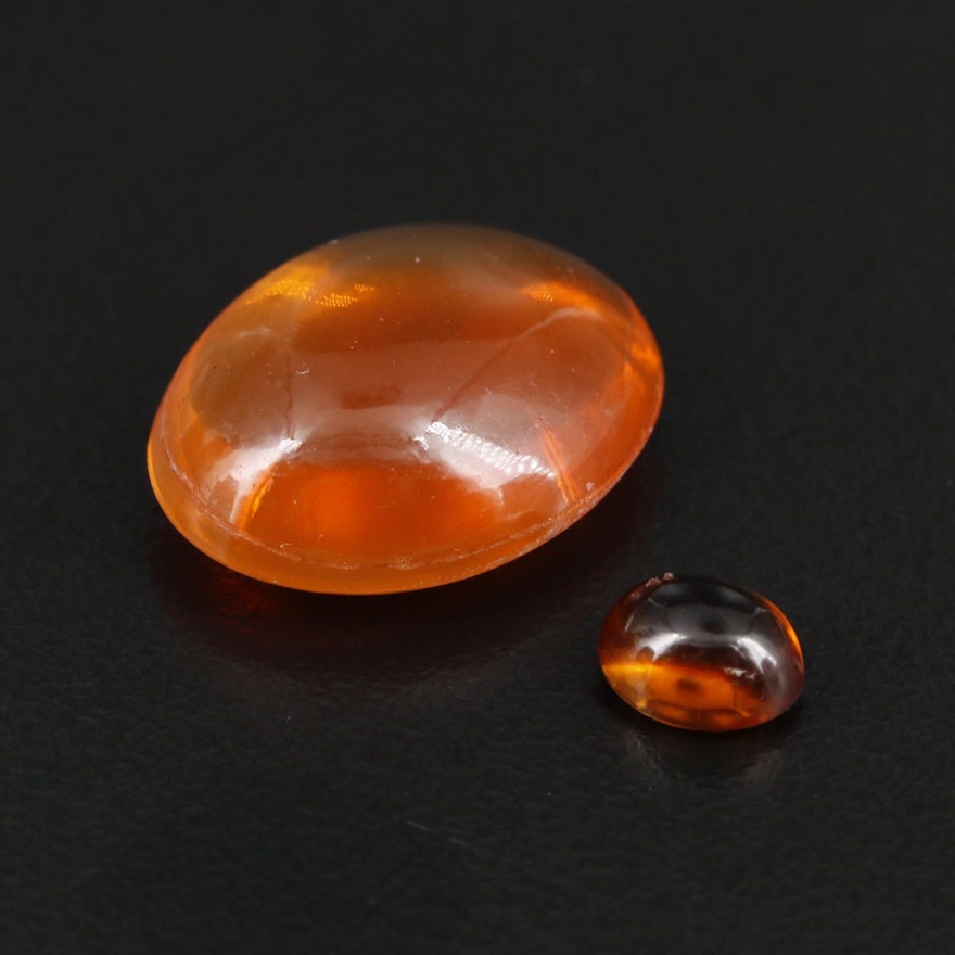 Loose 10.15 CT Fire Opal and 1.03 CT Citrine Gemstones