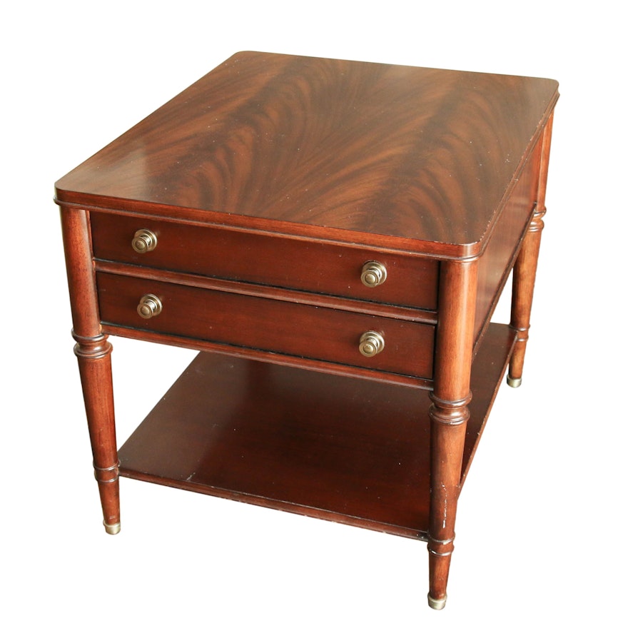 Thomasville Federal Style Two-Drawer Mahogany Side Table