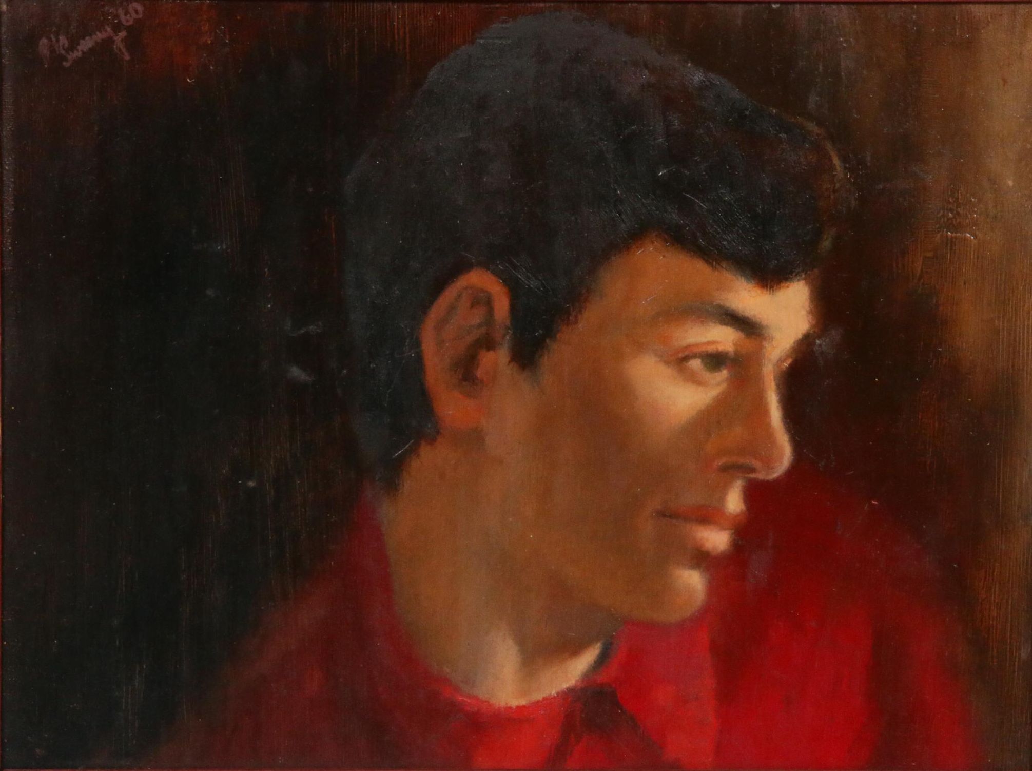 Paul Sweany Portrait of Man Oil Painting, 1960