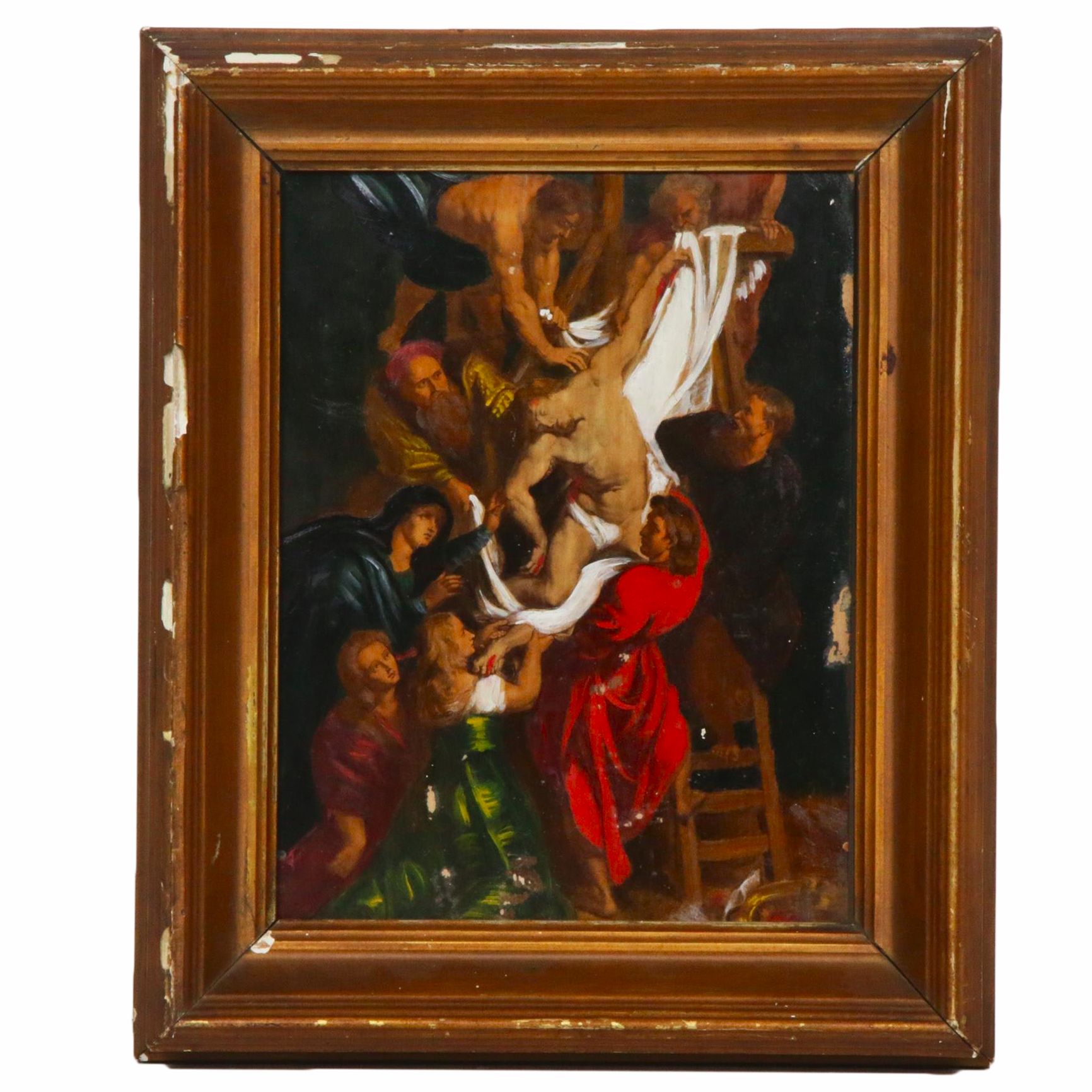 Embellished Engraving After Peter Paul Rubens "The Descent From the Cross"