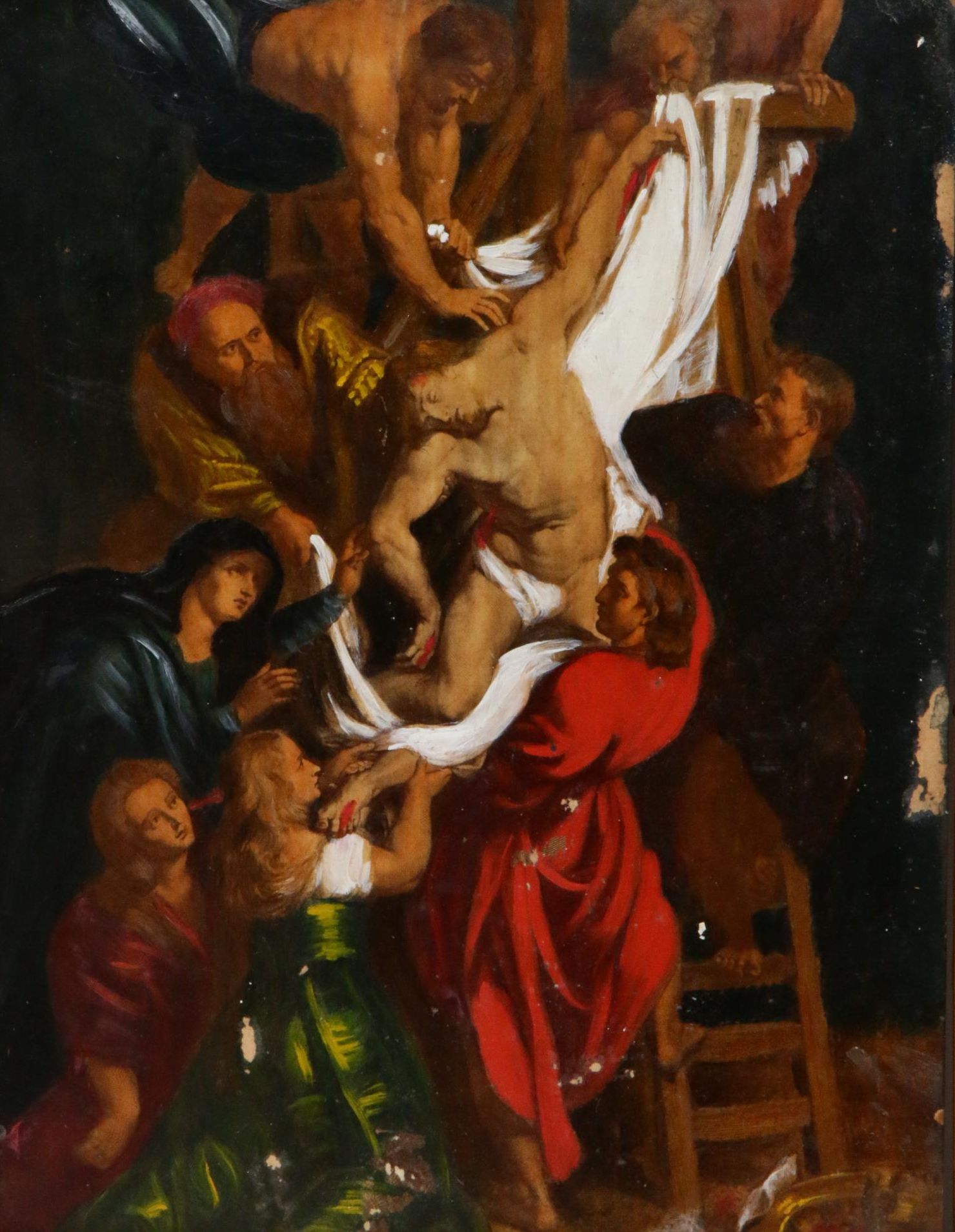 Embellished Engraving After Peter Paul Rubens "The Descent From the Cross"