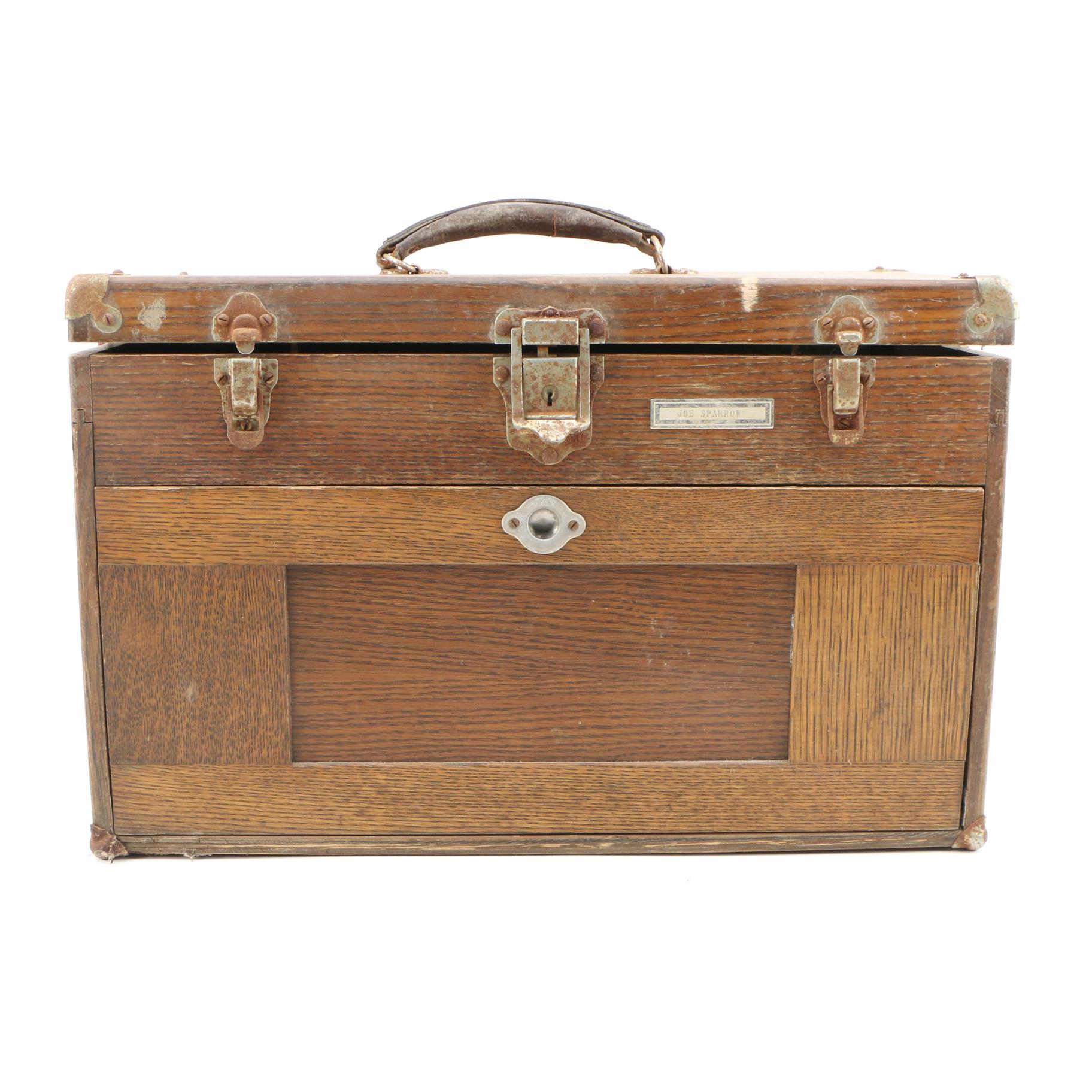 Gerstner & Sons Quarter Sawn Oak Machinist Tool Box, Mid-20th Century