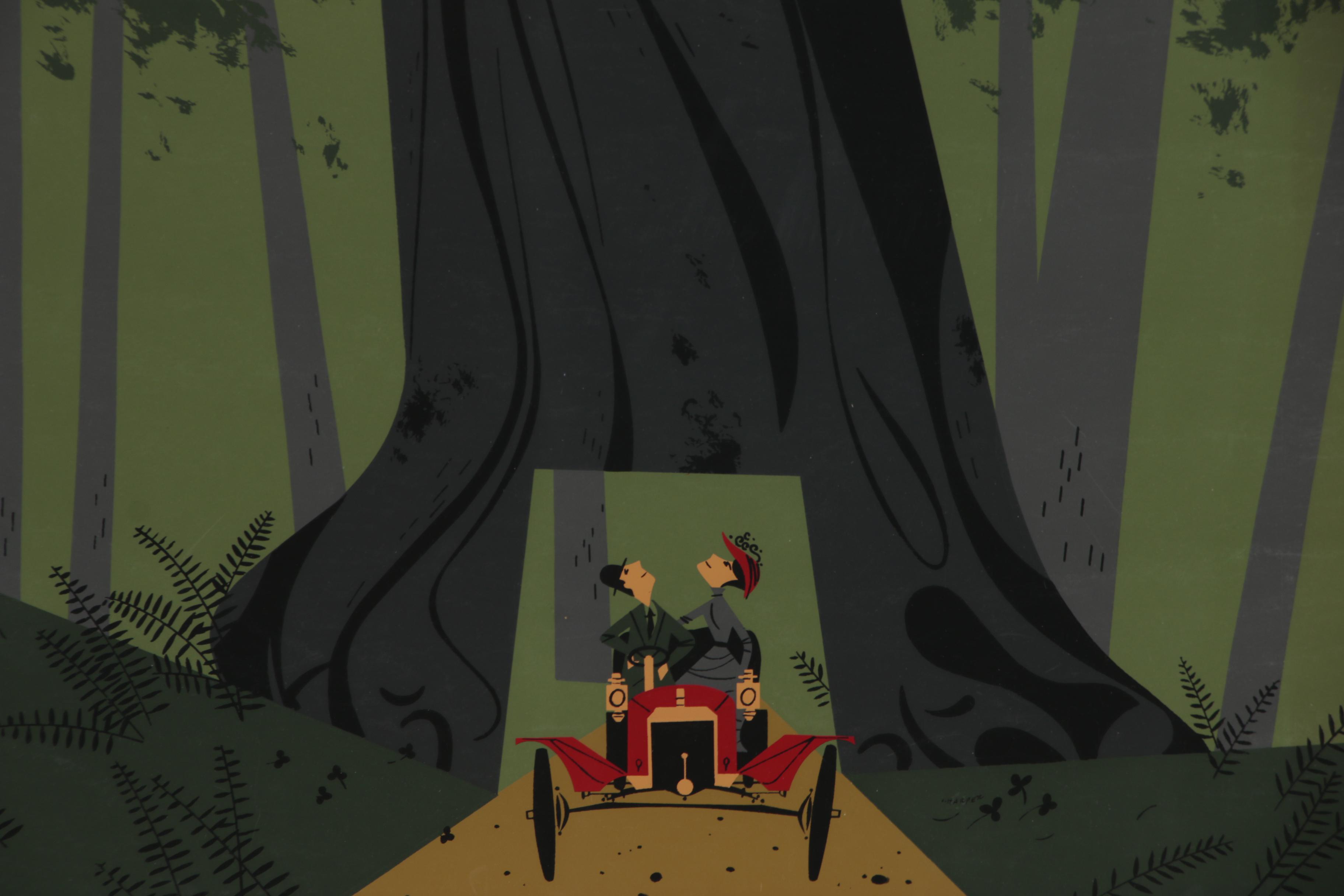 Charley Harper Serigraph "Redwood Drive Thru - Ford Times"