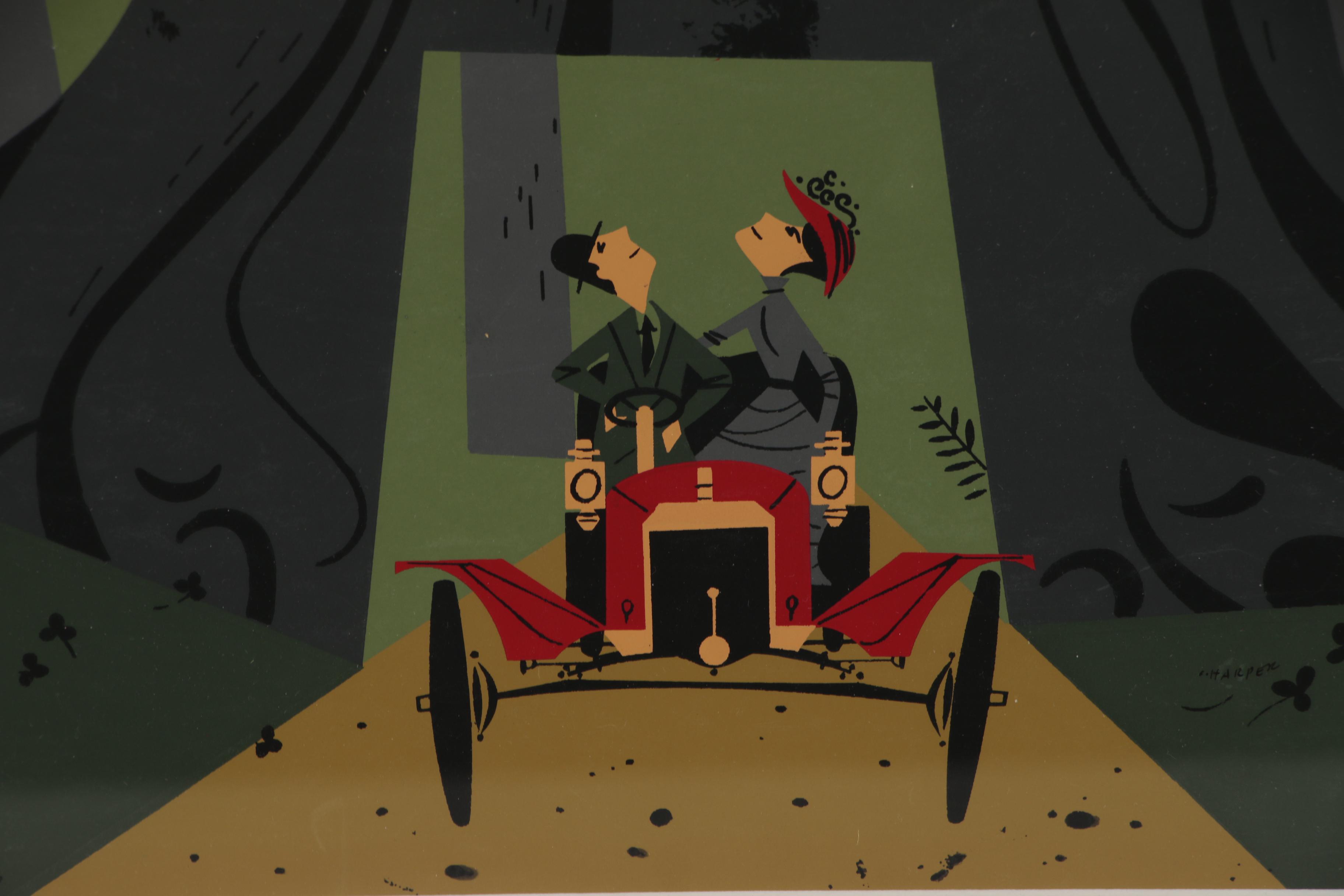 Charley Harper Serigraph "Redwood Drive Thru - Ford Times"