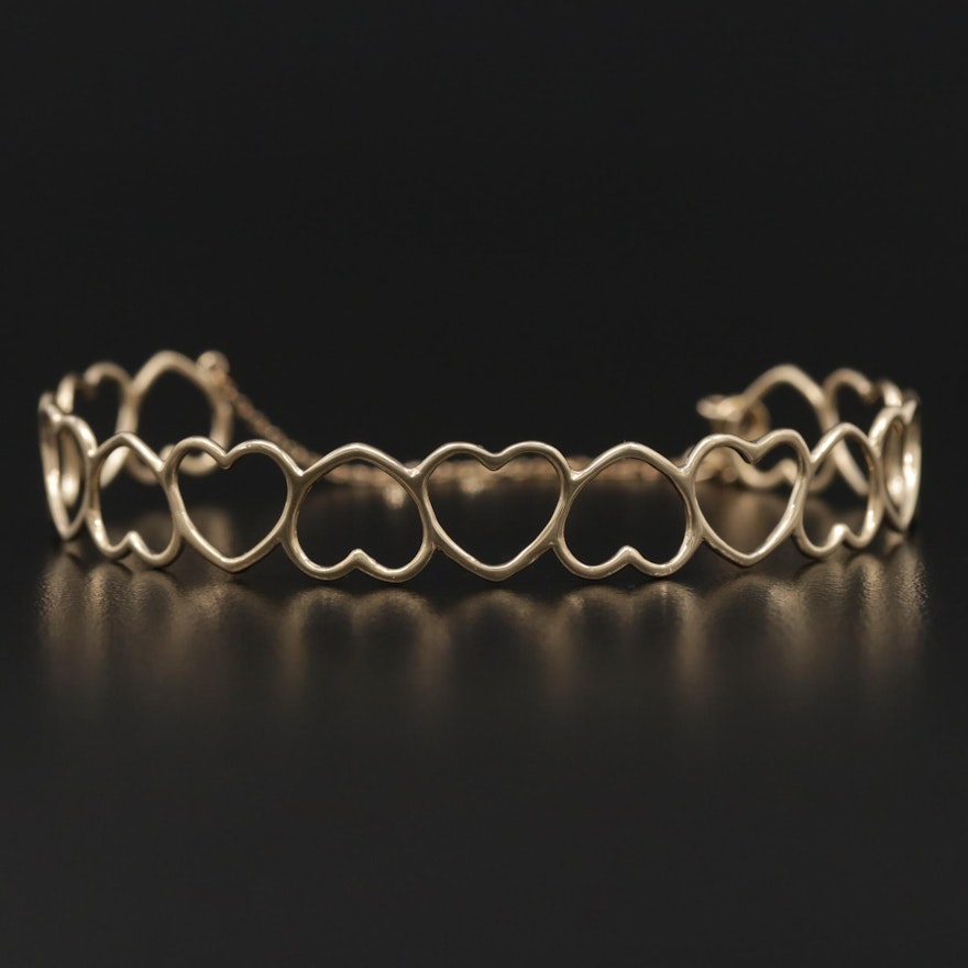 14K Yellow Gold Heart Bracelet