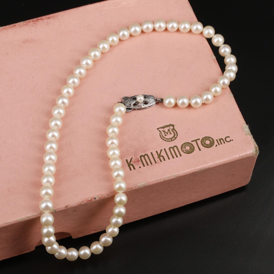 Mikimoto Sterling Silver Pearl Necklace