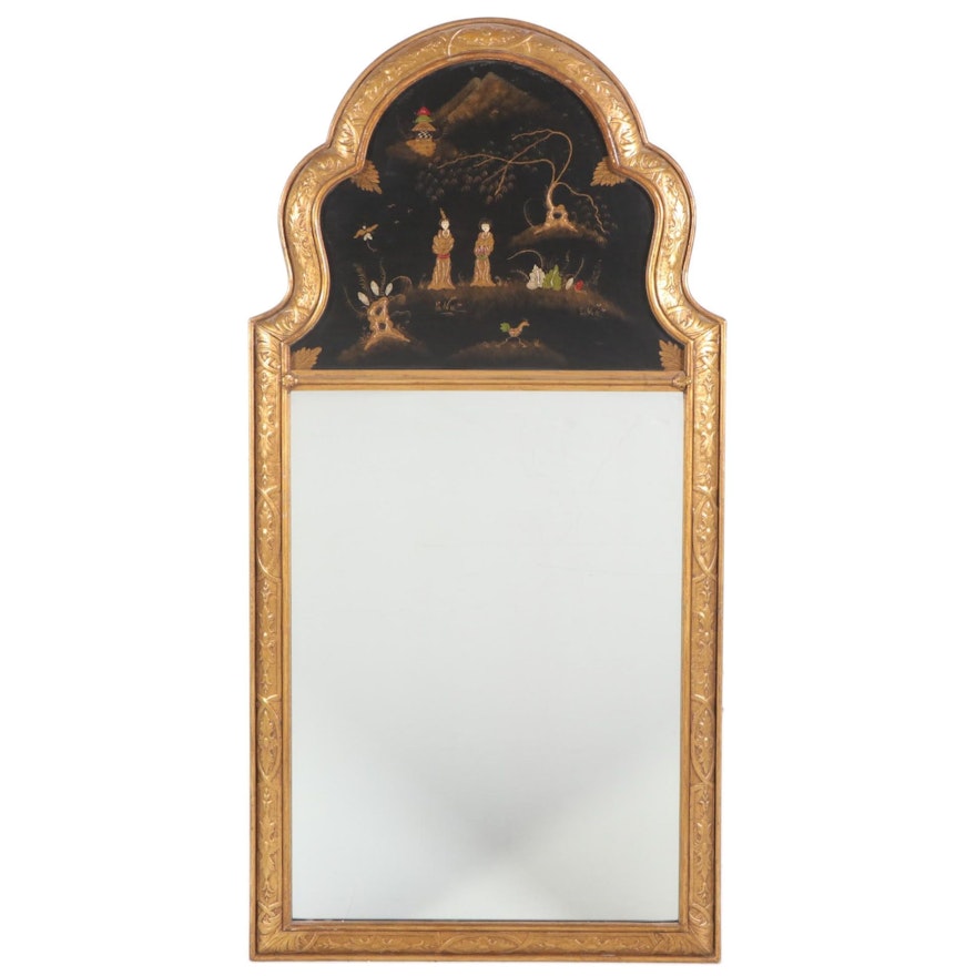 Giltwood and Chinoiserie Mirror, Mid-20th Century