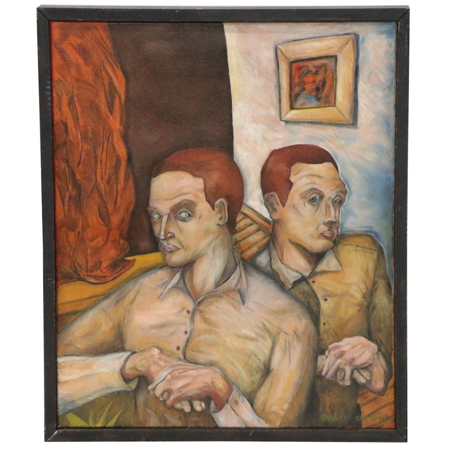 T. David Downs Double Portrait Oil Painting