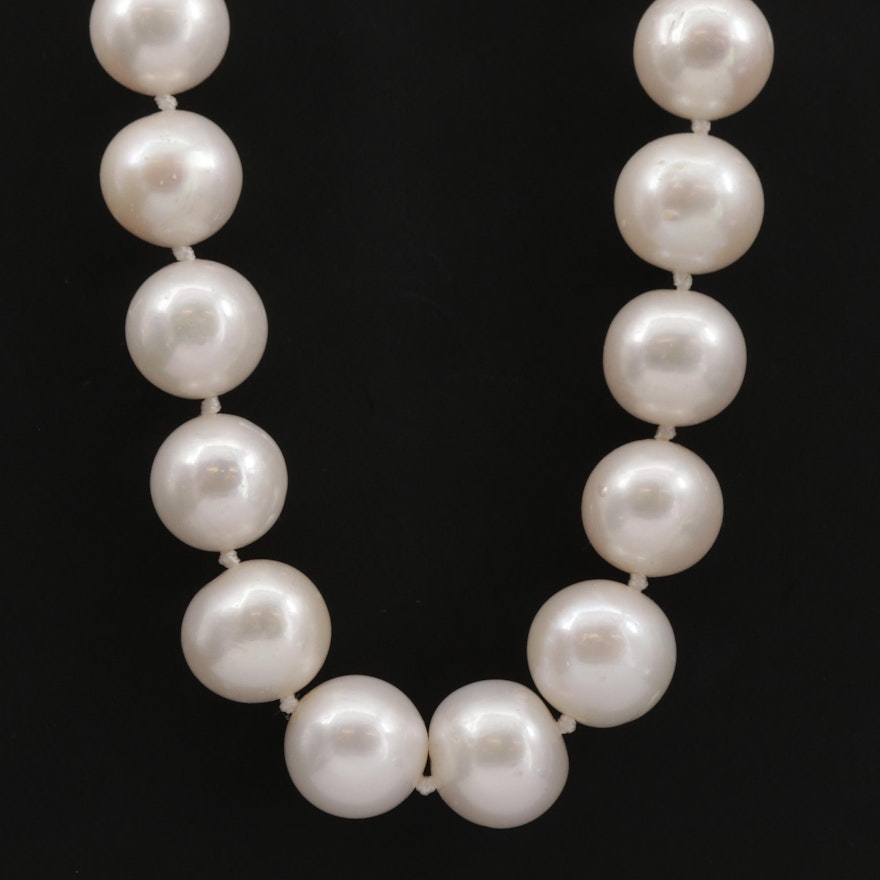Single Strand of Cultured Pearls with 14K White Gold Clasp