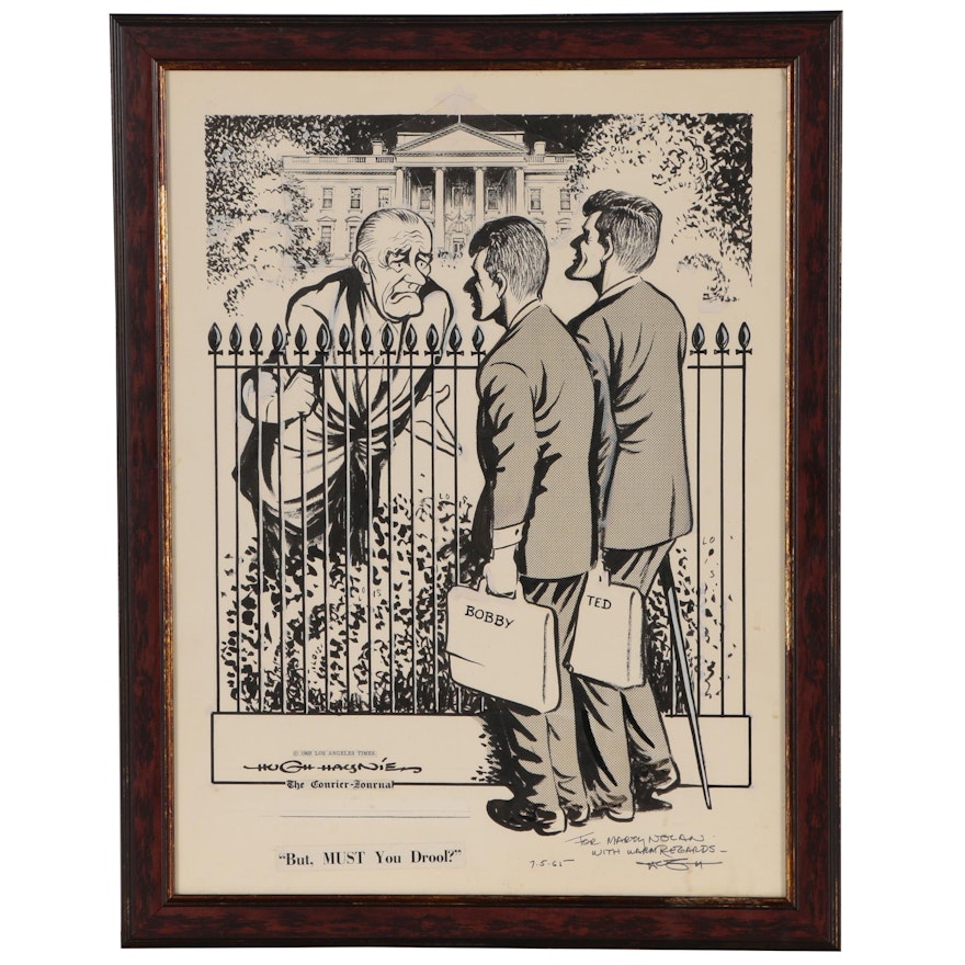 Hugh Haynie Political Cartoon of President Johnson, Bobby and Ted Kennedy, 1965