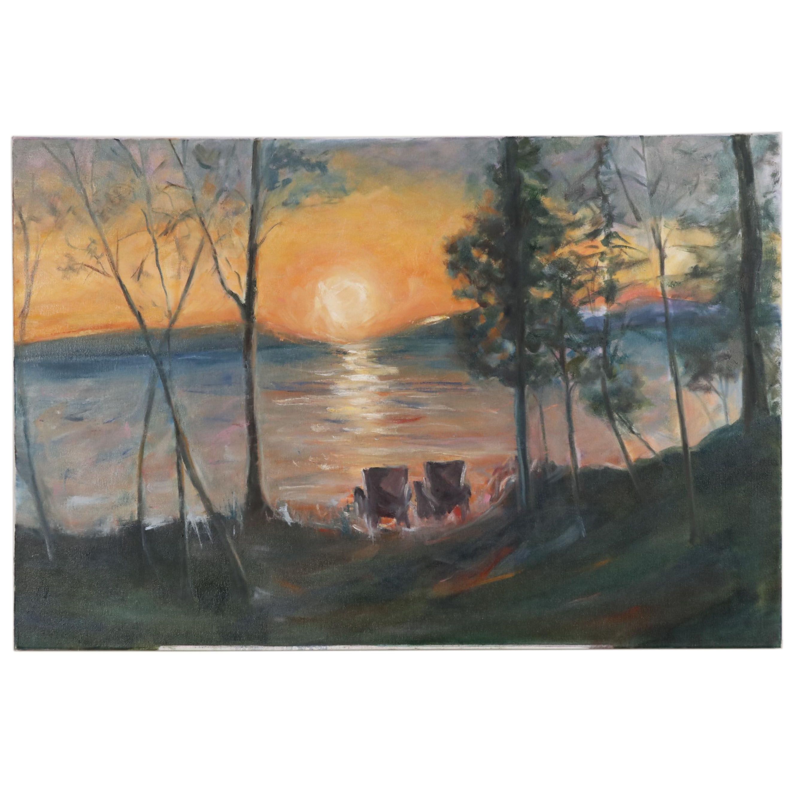 Landscape Oil Painting of Lake Scene