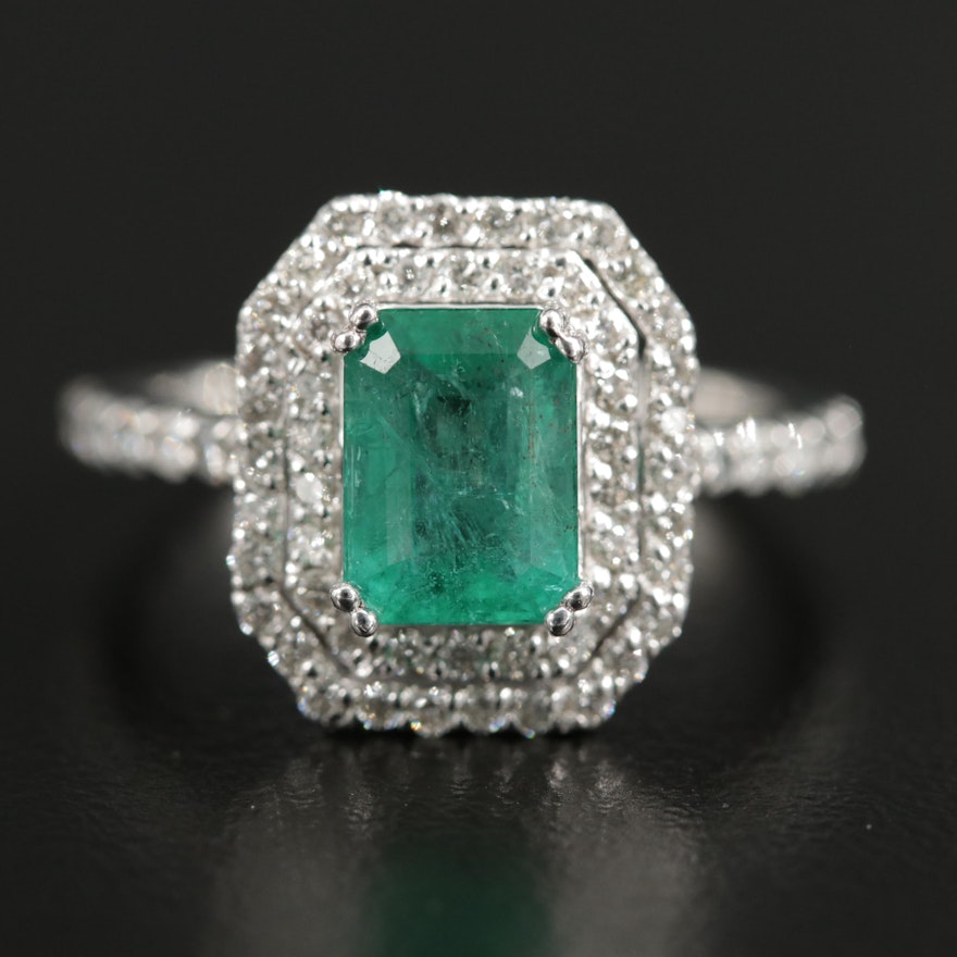 14K Gold Emerald and Diamond Ring