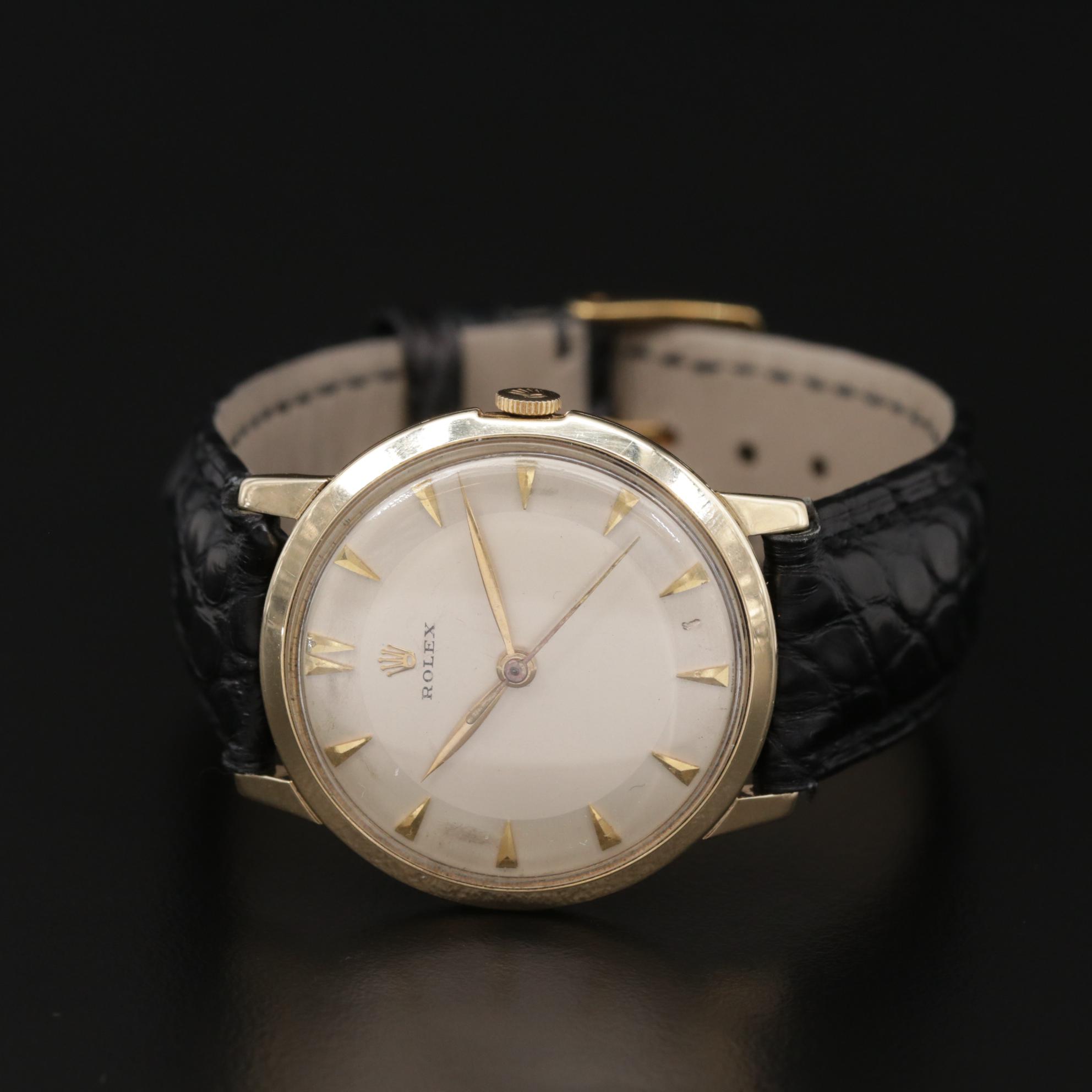 Vintage 14K Gold Rolex Stem Wind Watch, Circa 1960s