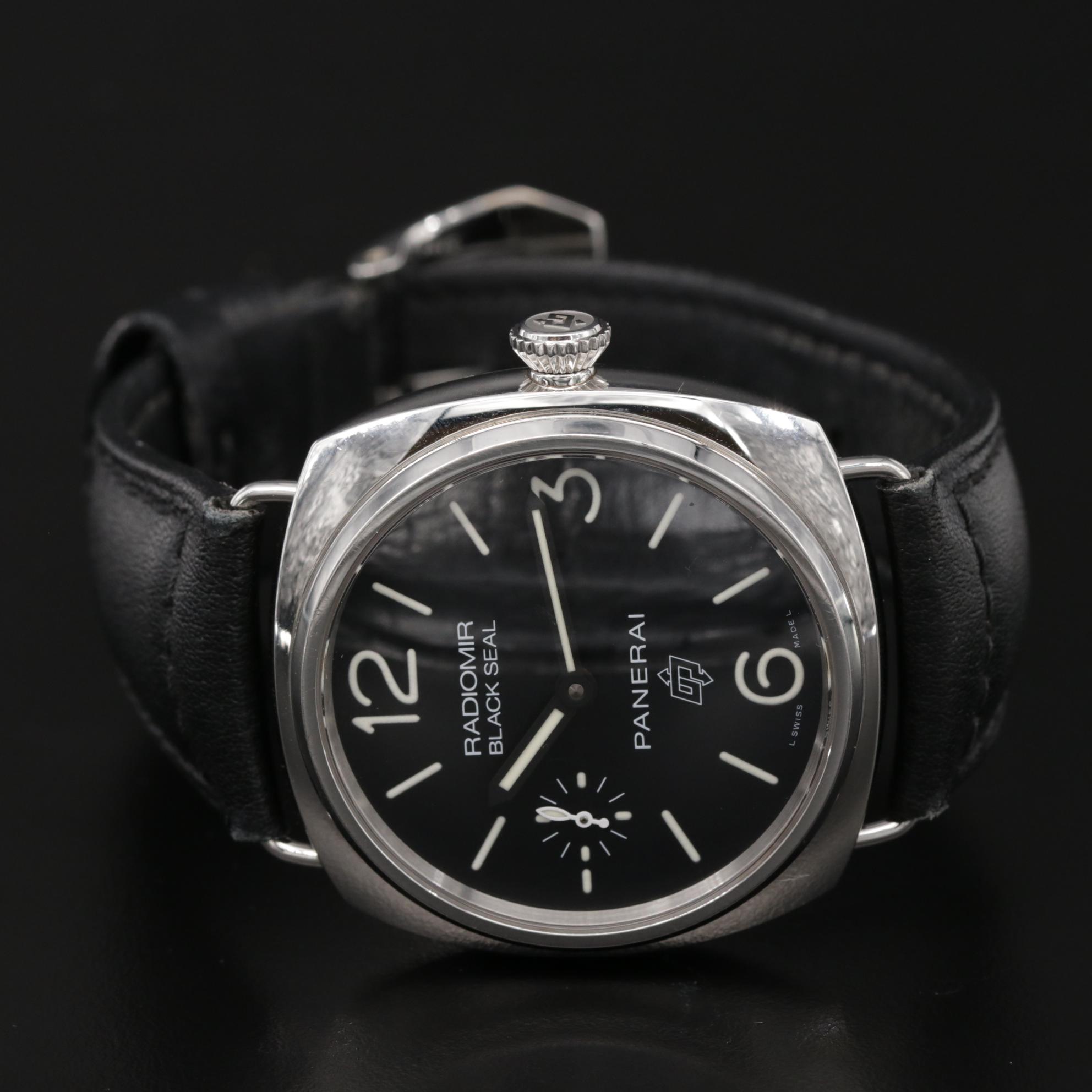 Panerai Radiomir Black Seal Logo Stainless Steel Stem Wind Watch