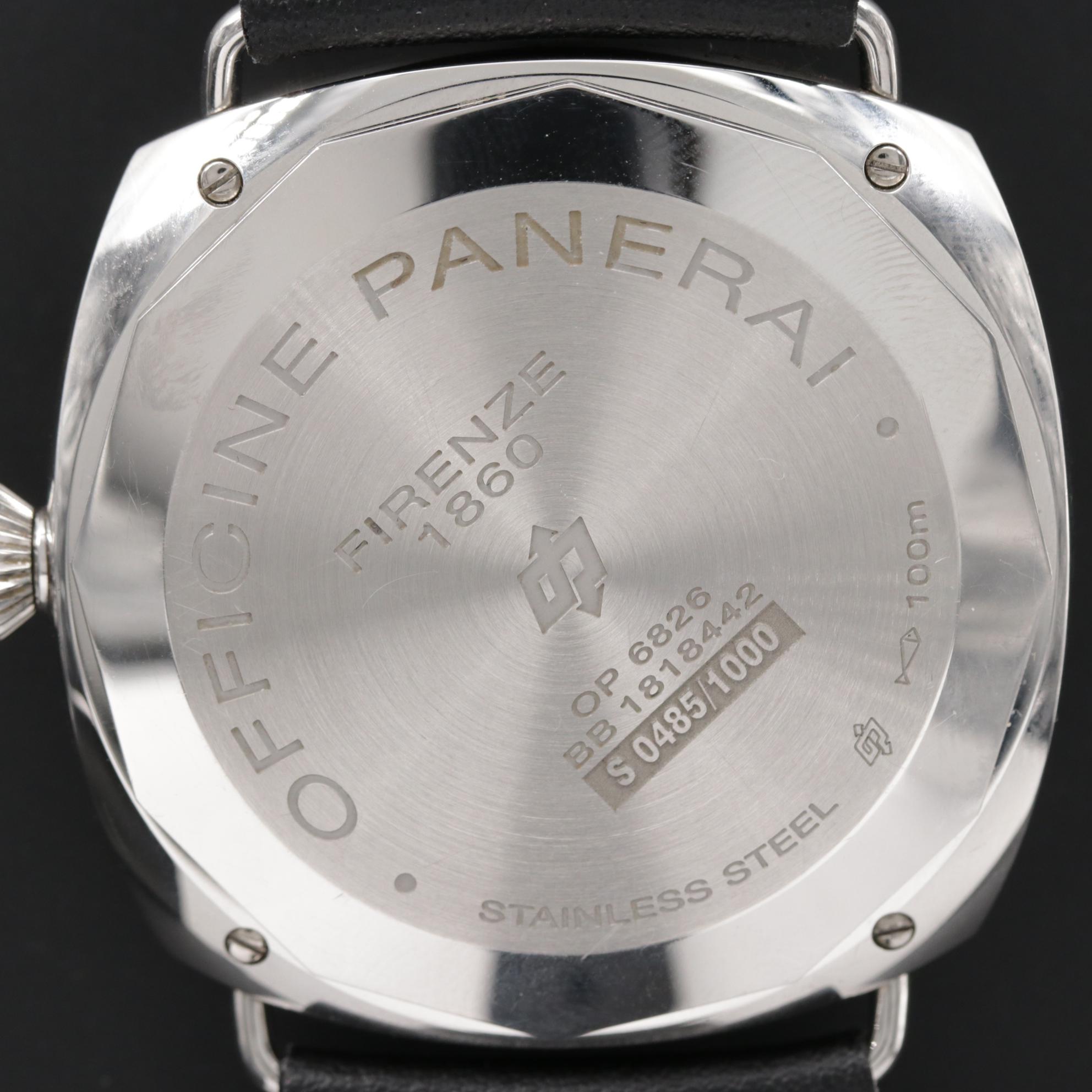 Panerai Radiomir Black Seal Logo Stainless Steel Stem Wind Watch