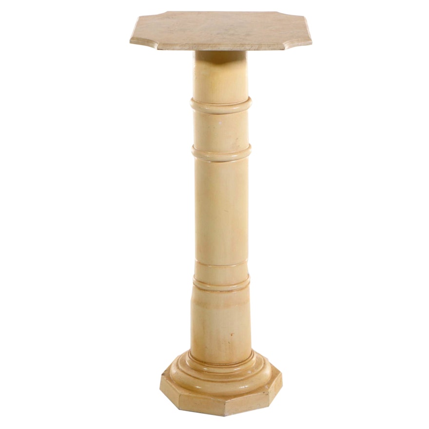 Marble Top Pedestal Plant Stand, Late 20th Century